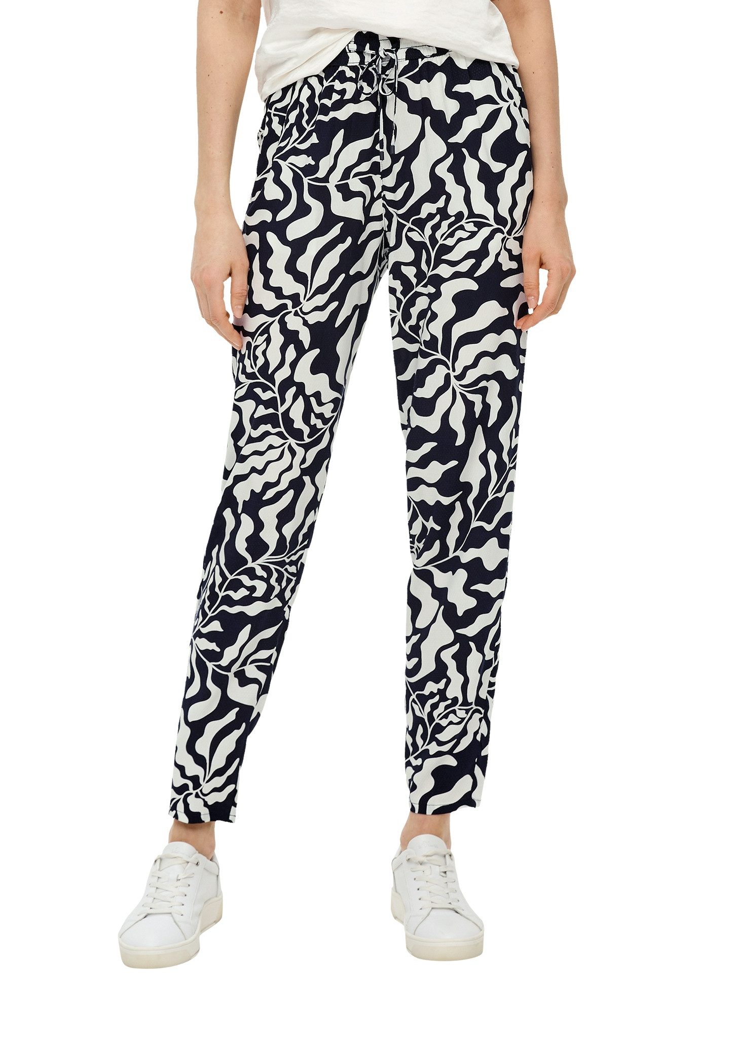 S.Oliver RED LABEL Stoffen broek van viscose met all-over motief