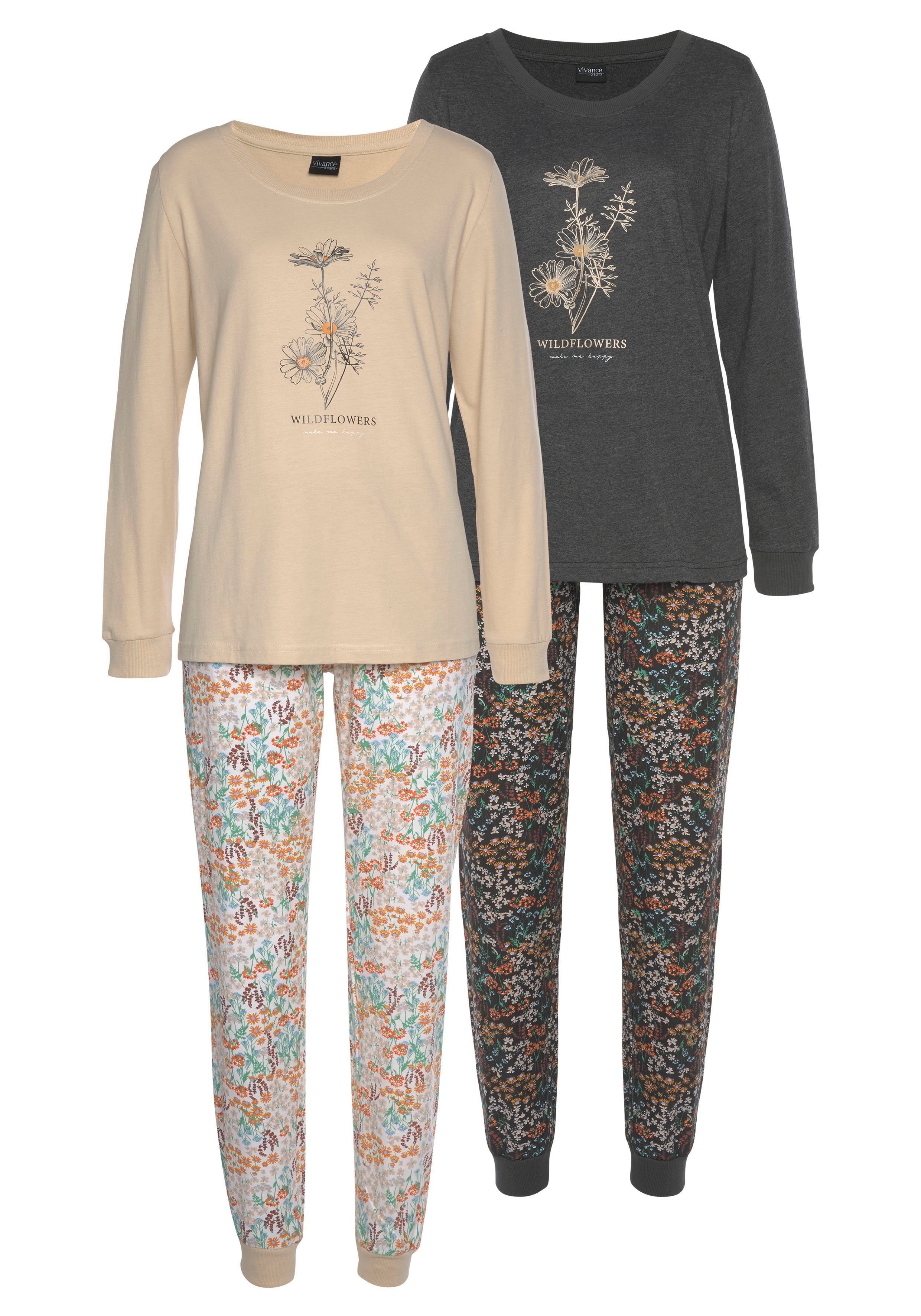Vivance Dreams Pyjama met frontprint (4-delig, Set van 2)