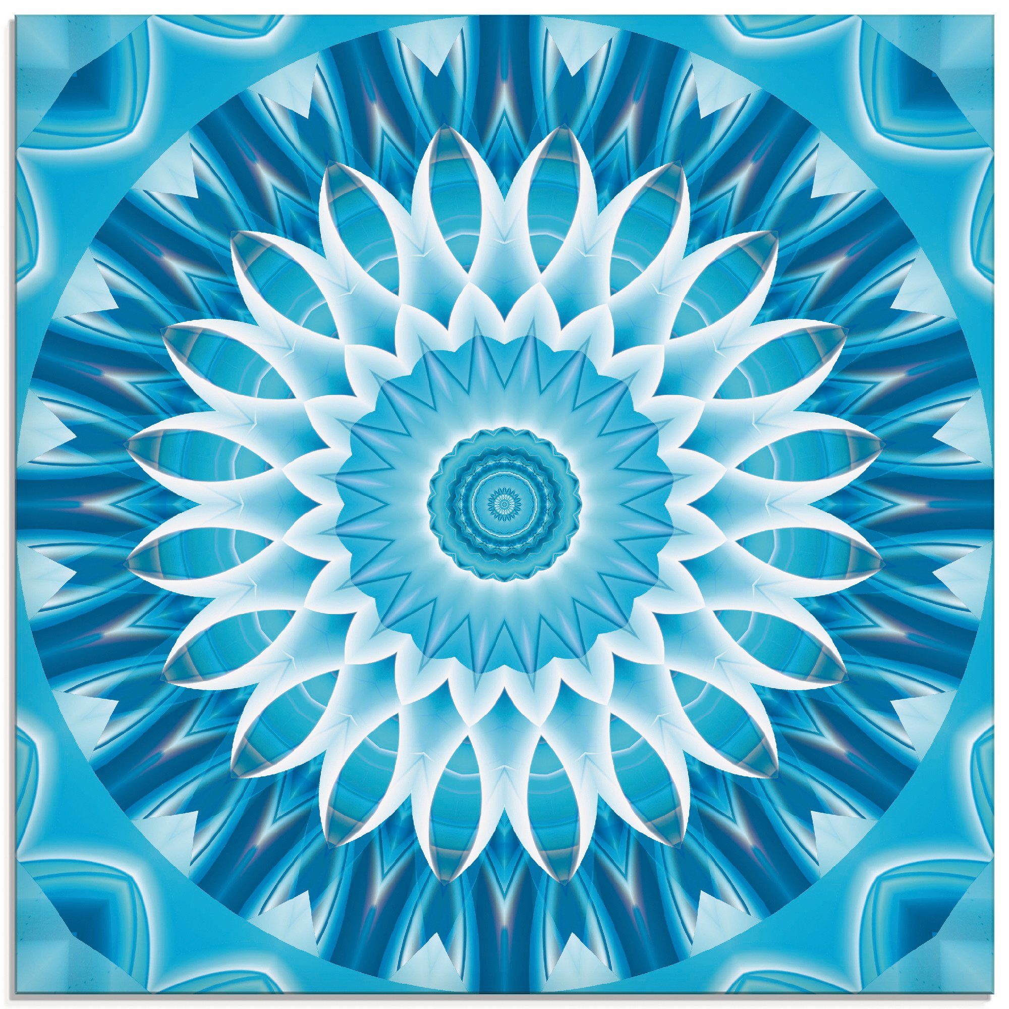Artland Print op glas Mandala blauw bloem (1 stuk)