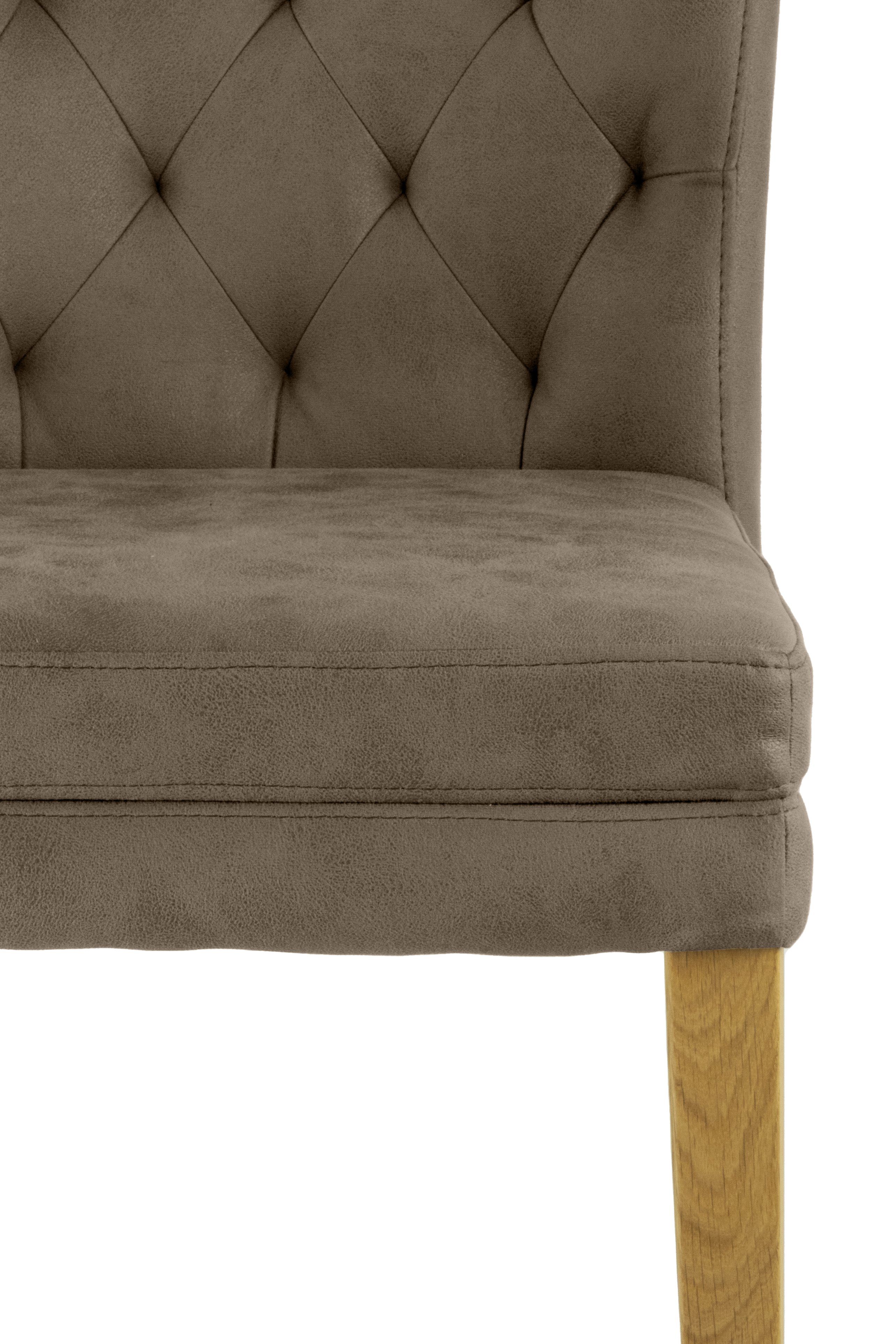 Home affaire Stoel met 4 poten Colorado prettige bekleding, frame massief hout wengé of naturel-eiken (set, 2 stuks)