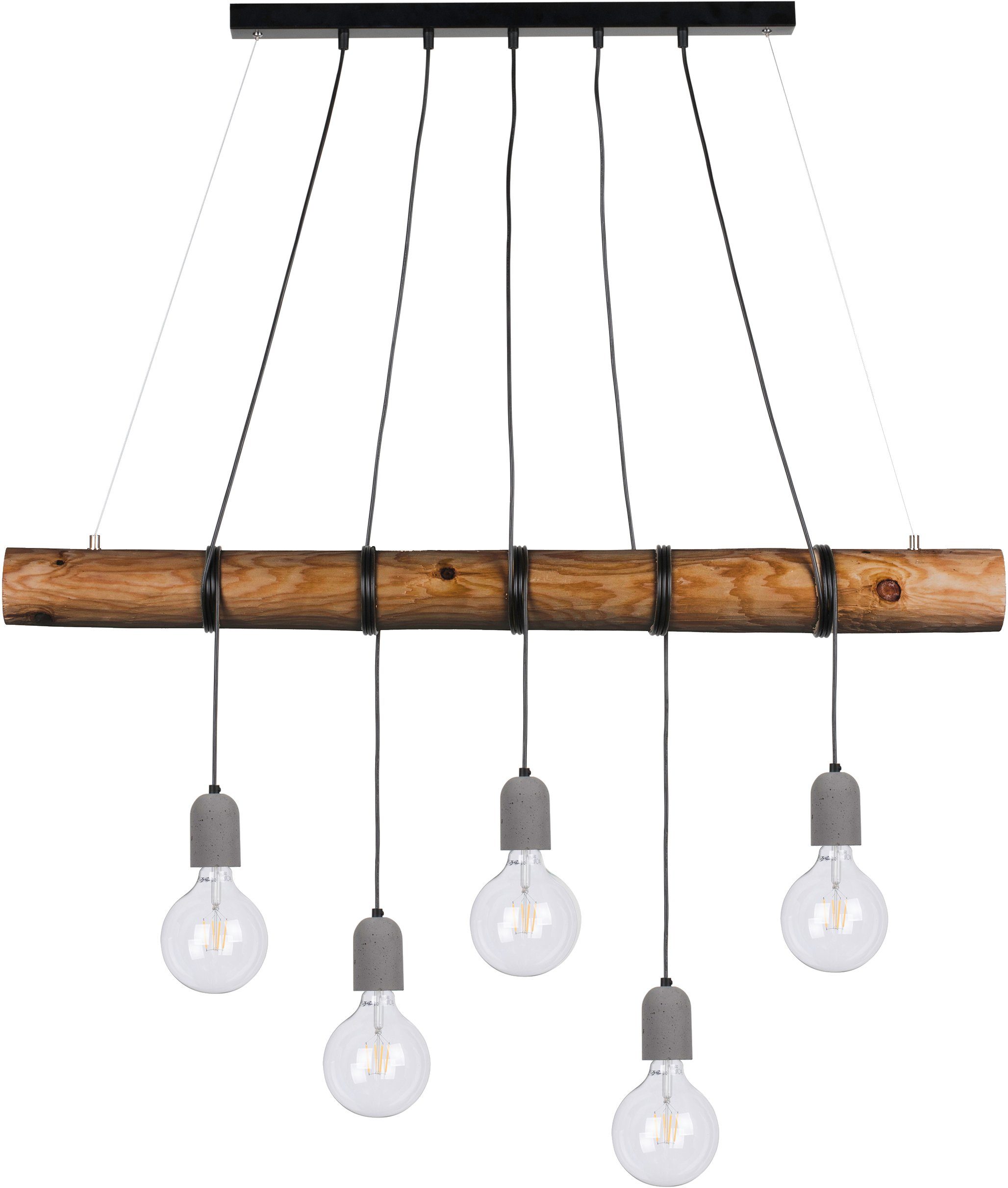 spot light hanglamp trabo concrete hanglamp, houten balk van grenenhout oe 8-12 cm, echt beton grijs