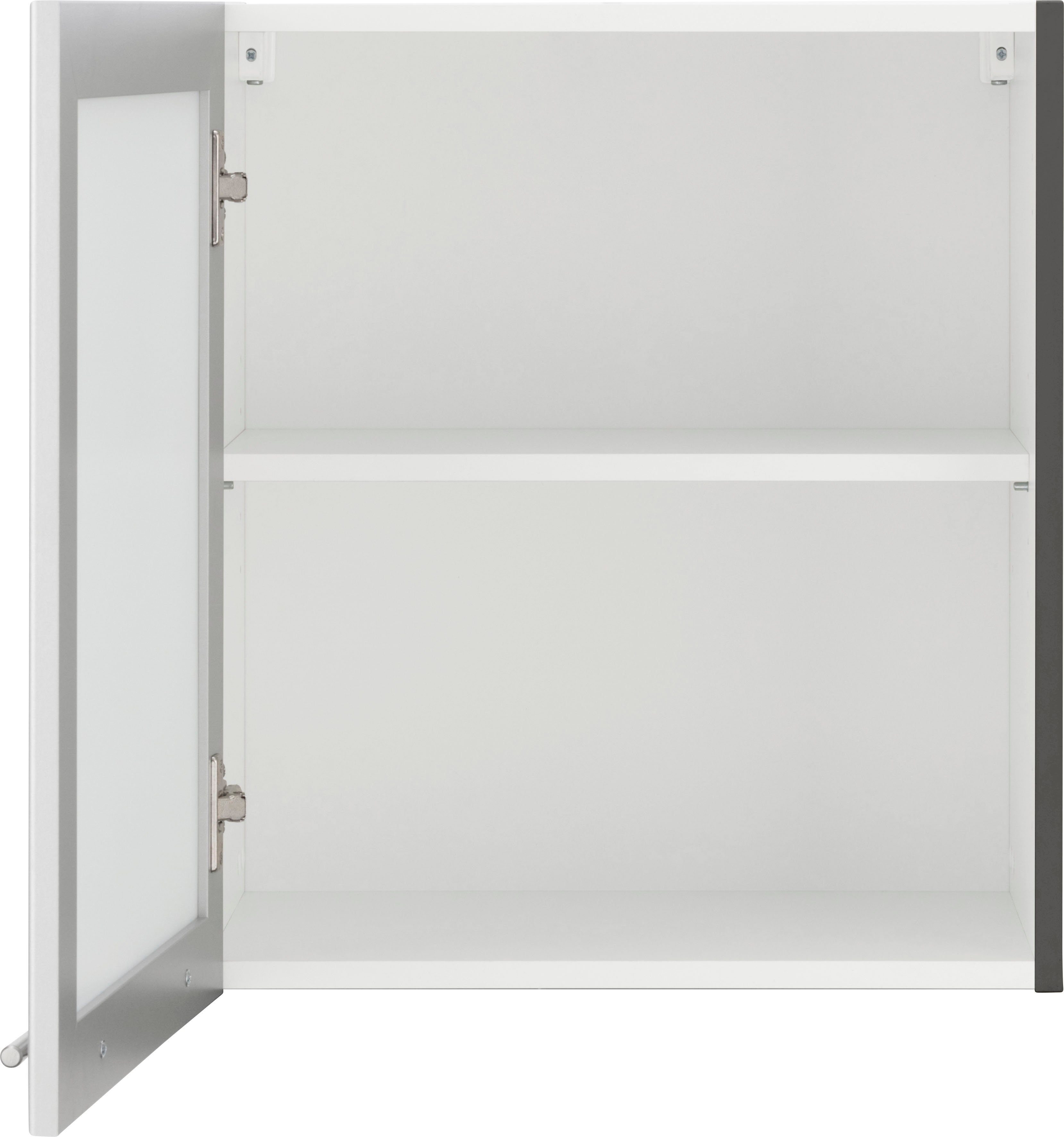 wiho Küchen Hangend kastje met glasdeur Unna met aluminiumkleurig glasdeurtje