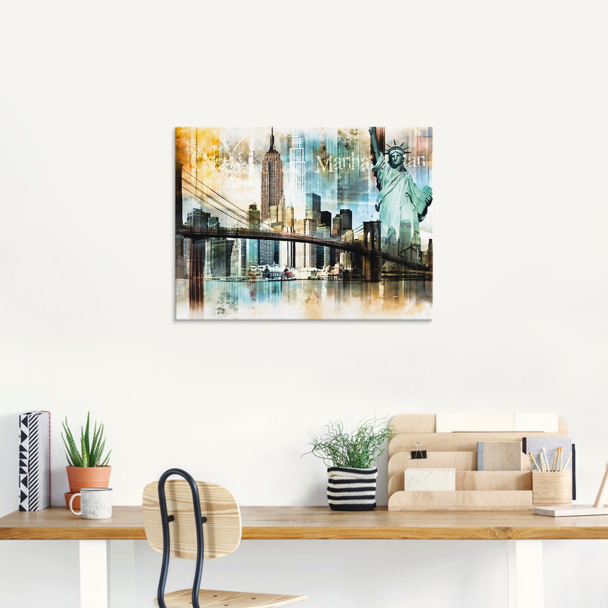 Artland Print op glas New York skyline abstracte collage II