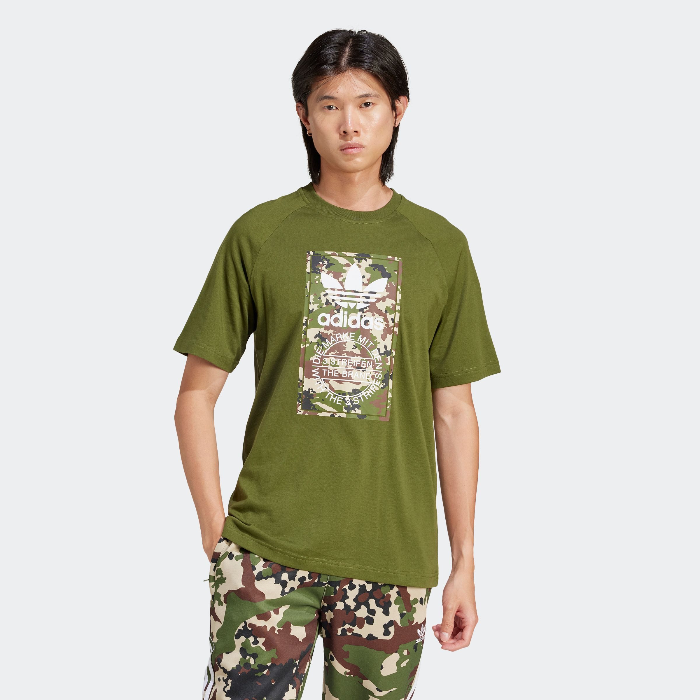 adidas Originals T-shirt CAMO TONGUE TEE heren t-shirts maat L groen