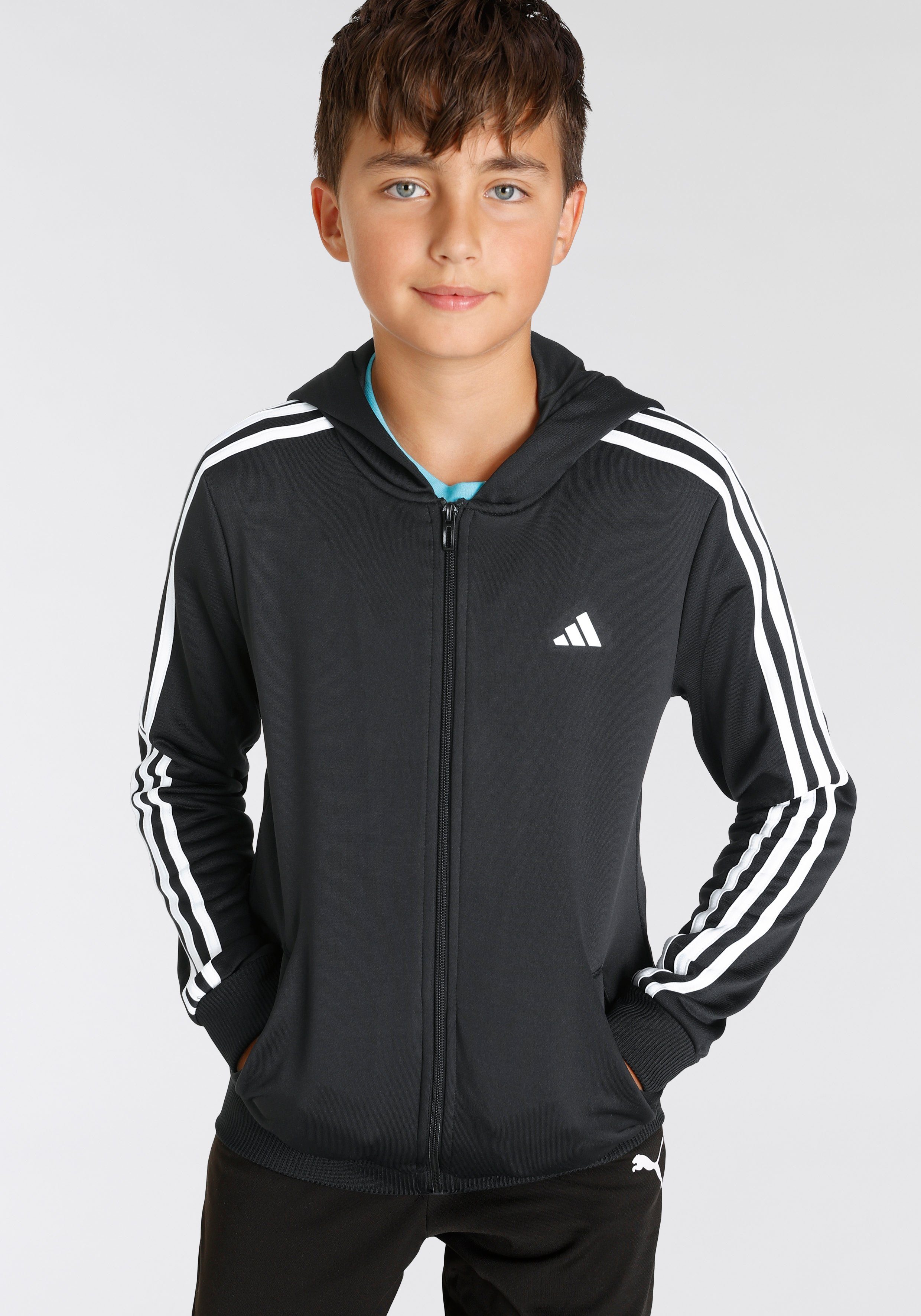 adidas Sportswear Trainingsjack TRAIN ESSENTIALS AEROREADY 3STREPEN REGULARFIT CAPUCHONJACK