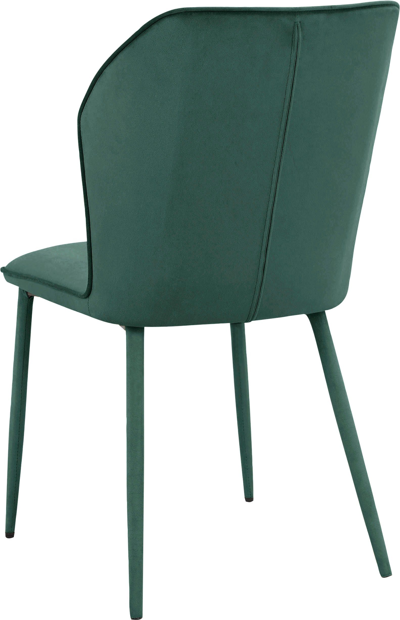 INOSIGN Eetkamerstoel Koa van veloursstof, met zacht verdikte zitting en rugleuning, zithoogte 49 cm (2 stuks)