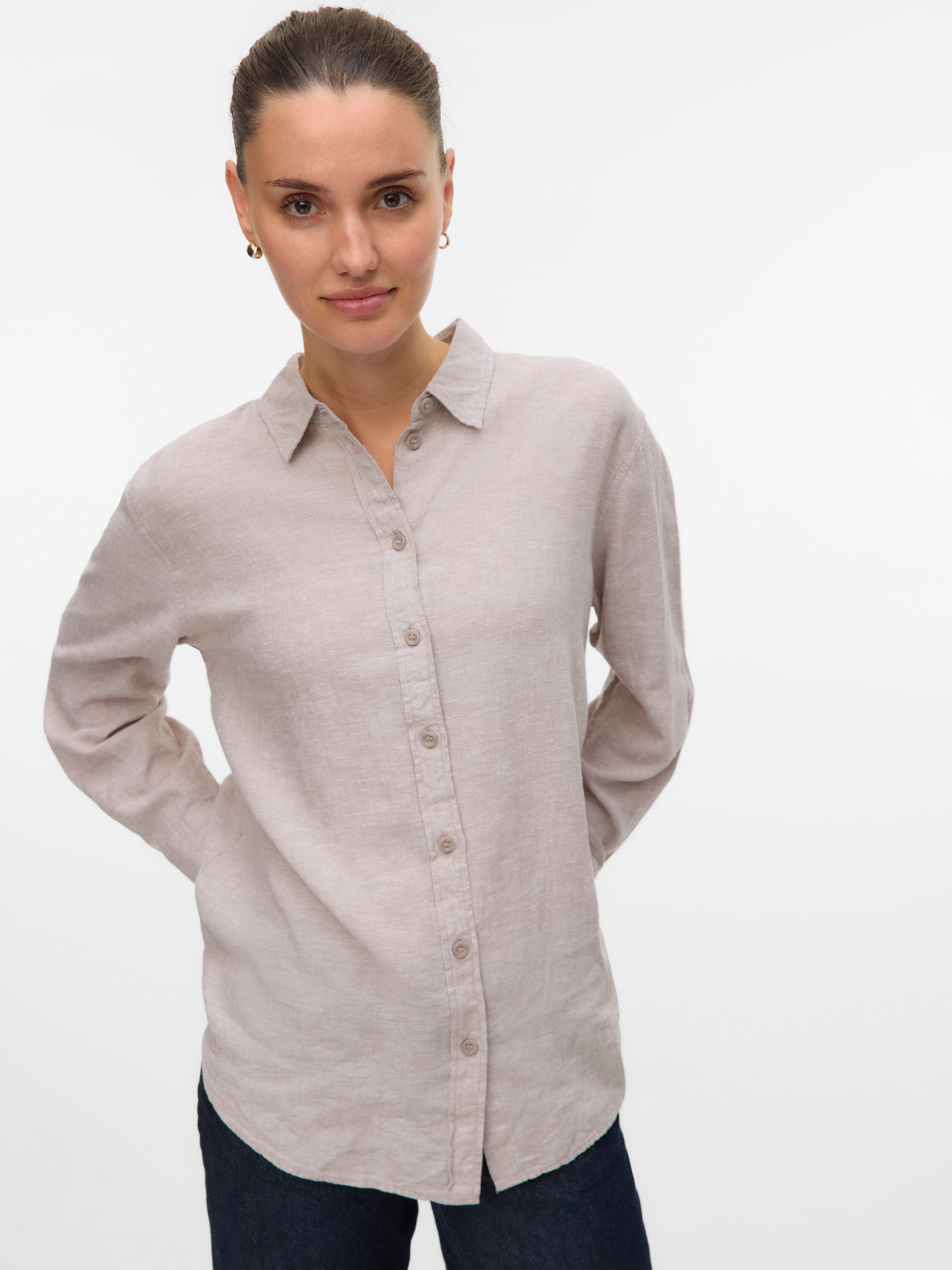 Vero Moda Overhemdblouse VMLINN LINEN LS SHIRT WVN NOOS hoogwaardige kwaliteit met linnen