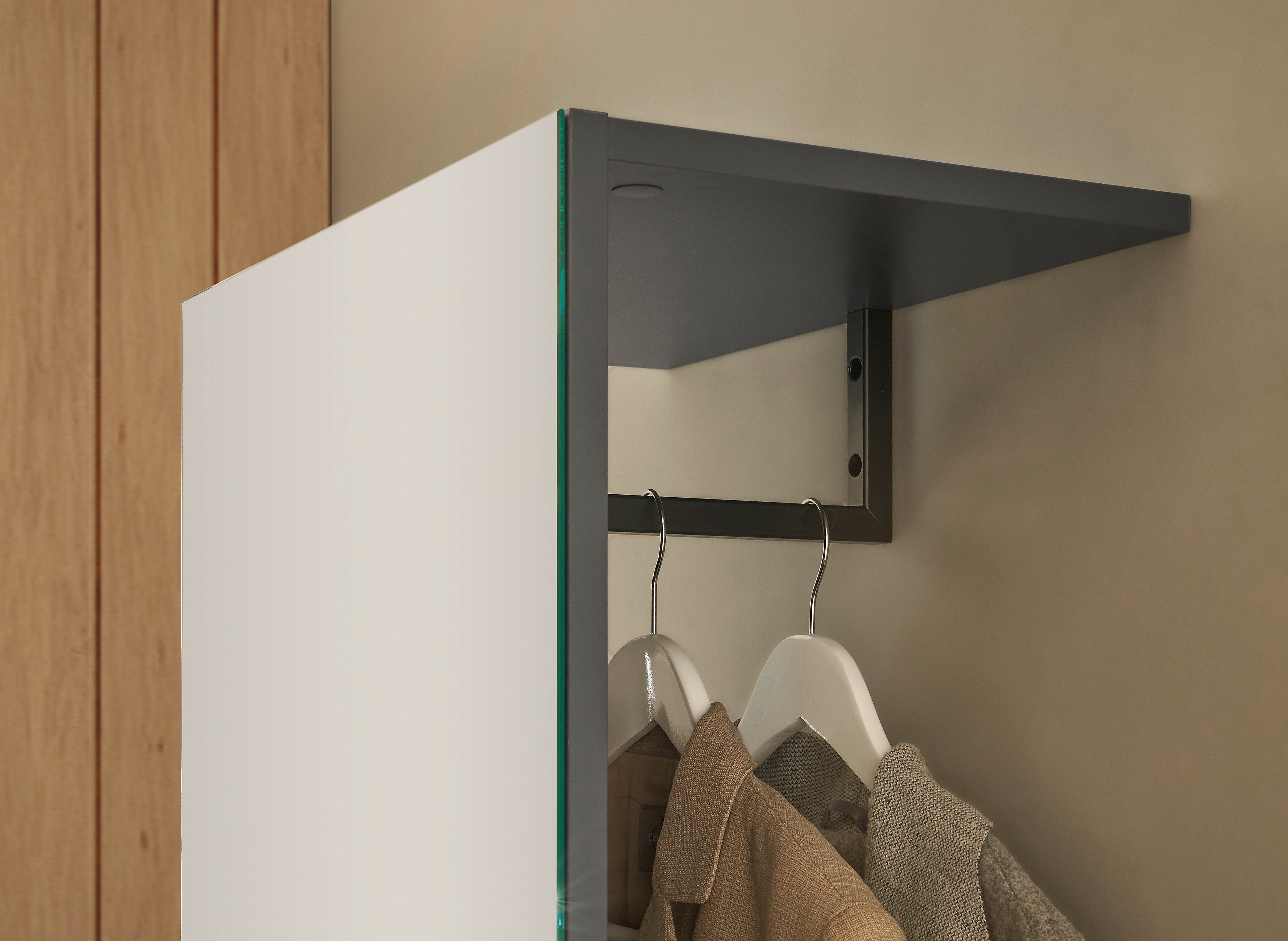 INOSIGN Kledingkast GIRON/CiTY, Kast met spiegelfront, Kledingkast, Wotan Eik met kledingstang, modern design, aan beide zijden geopend, 50 cm breed