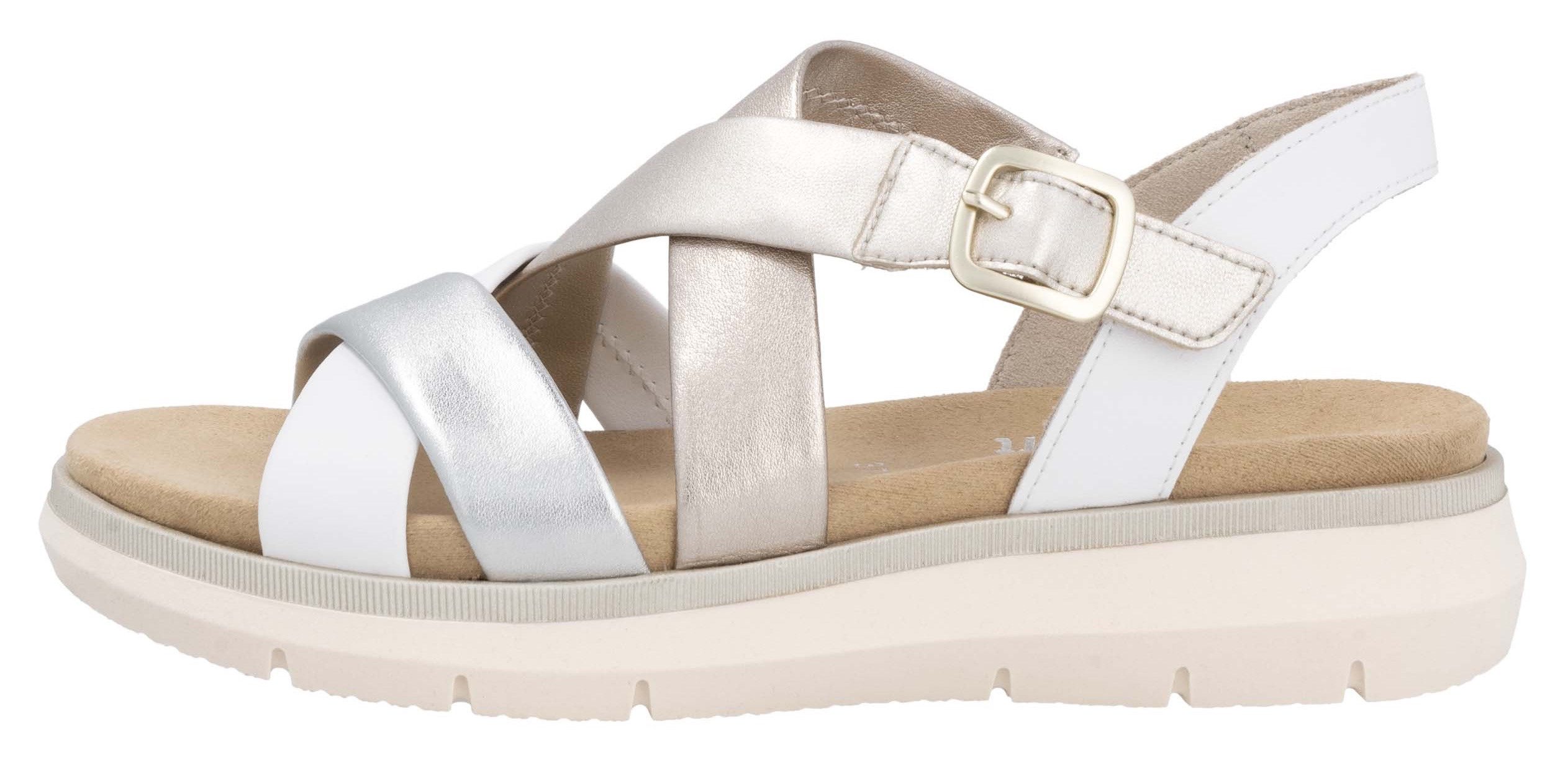 Remonte Sandalen Elisabeth Hurley-Collection , sleehak, zomerschoen, sandaal met kruisbandage