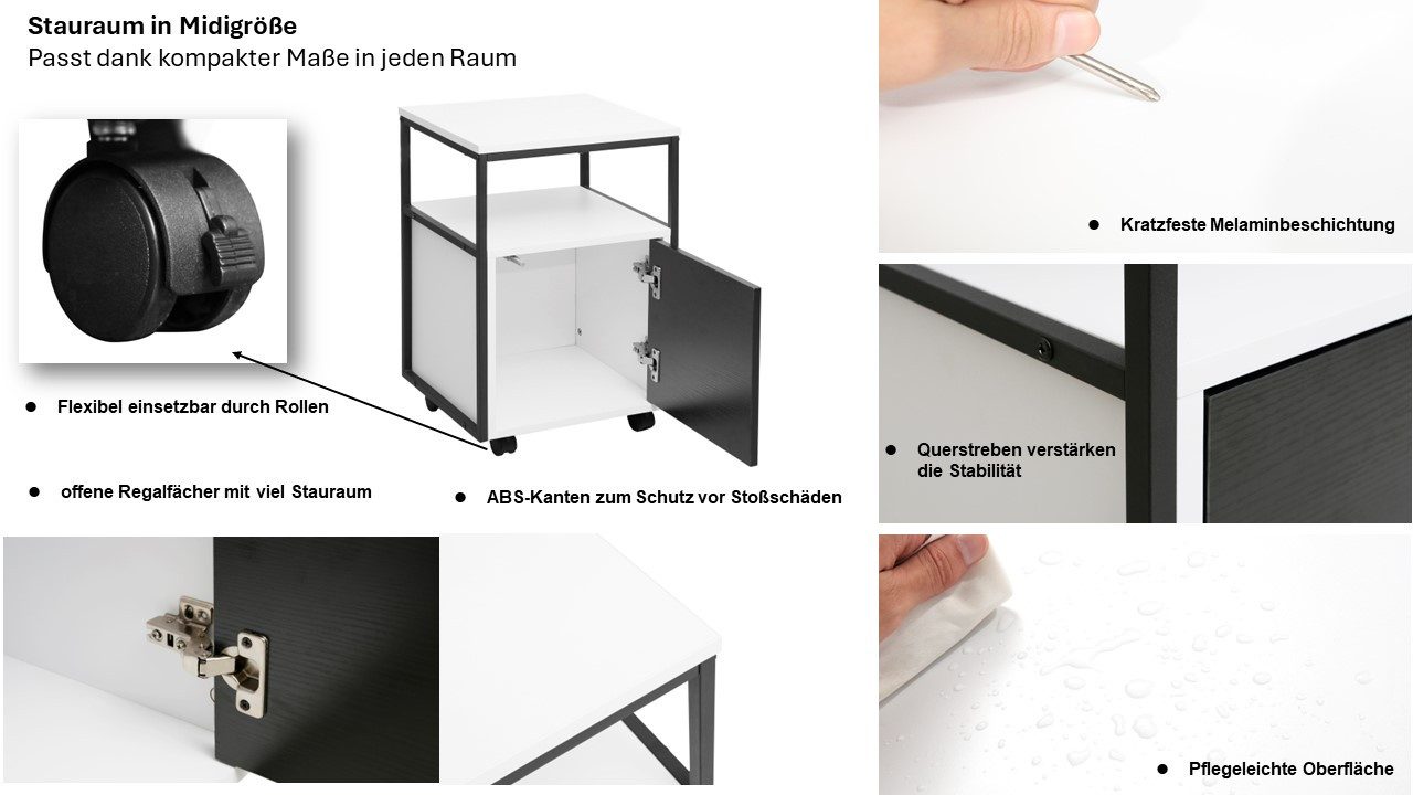 INOSIGN Kastje op wieltjes Korpo Metalen frame, push-to-open, vergrendelbare wielen, breedte 40 cm