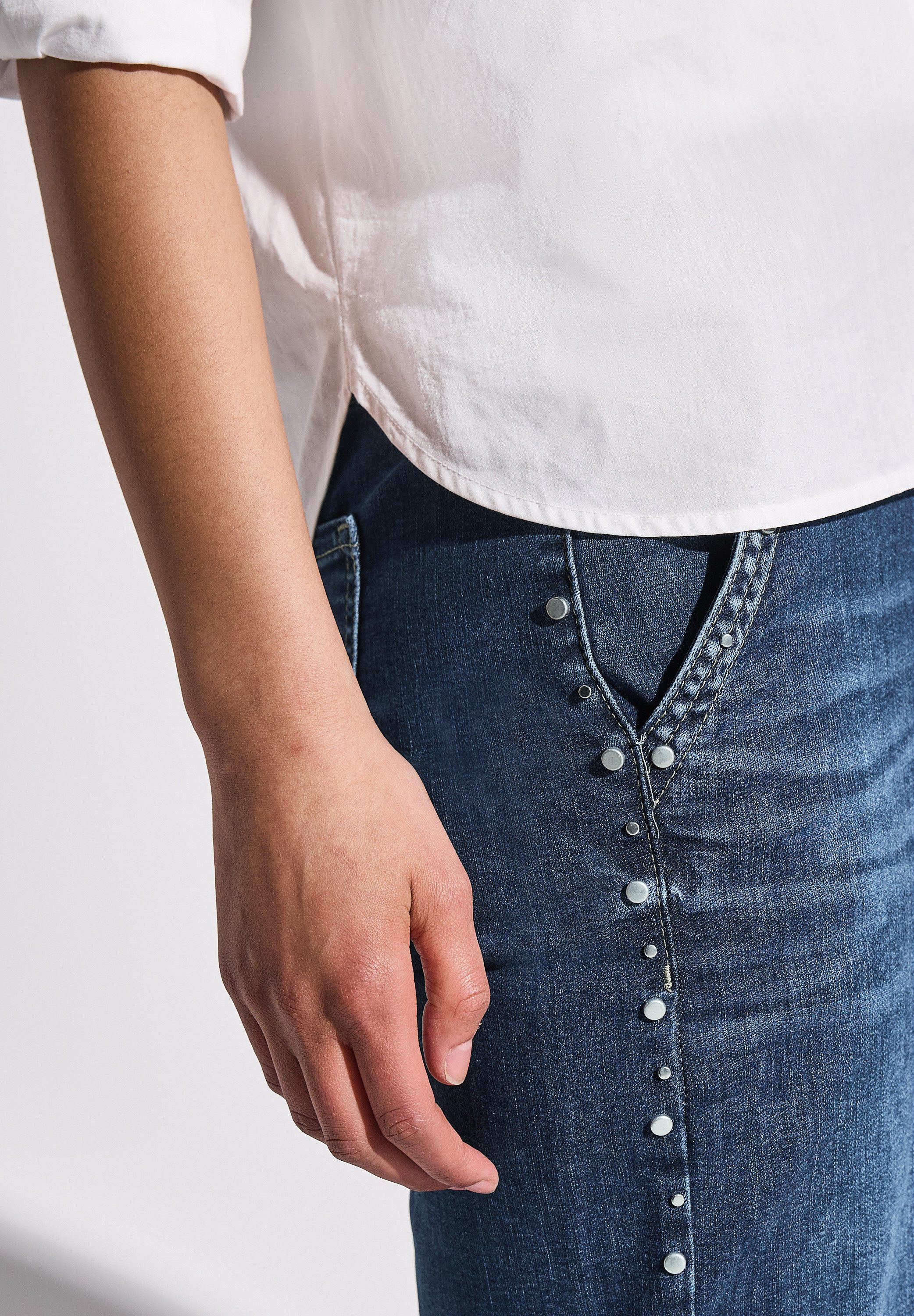 STREET ONE High-waist jeans met studs