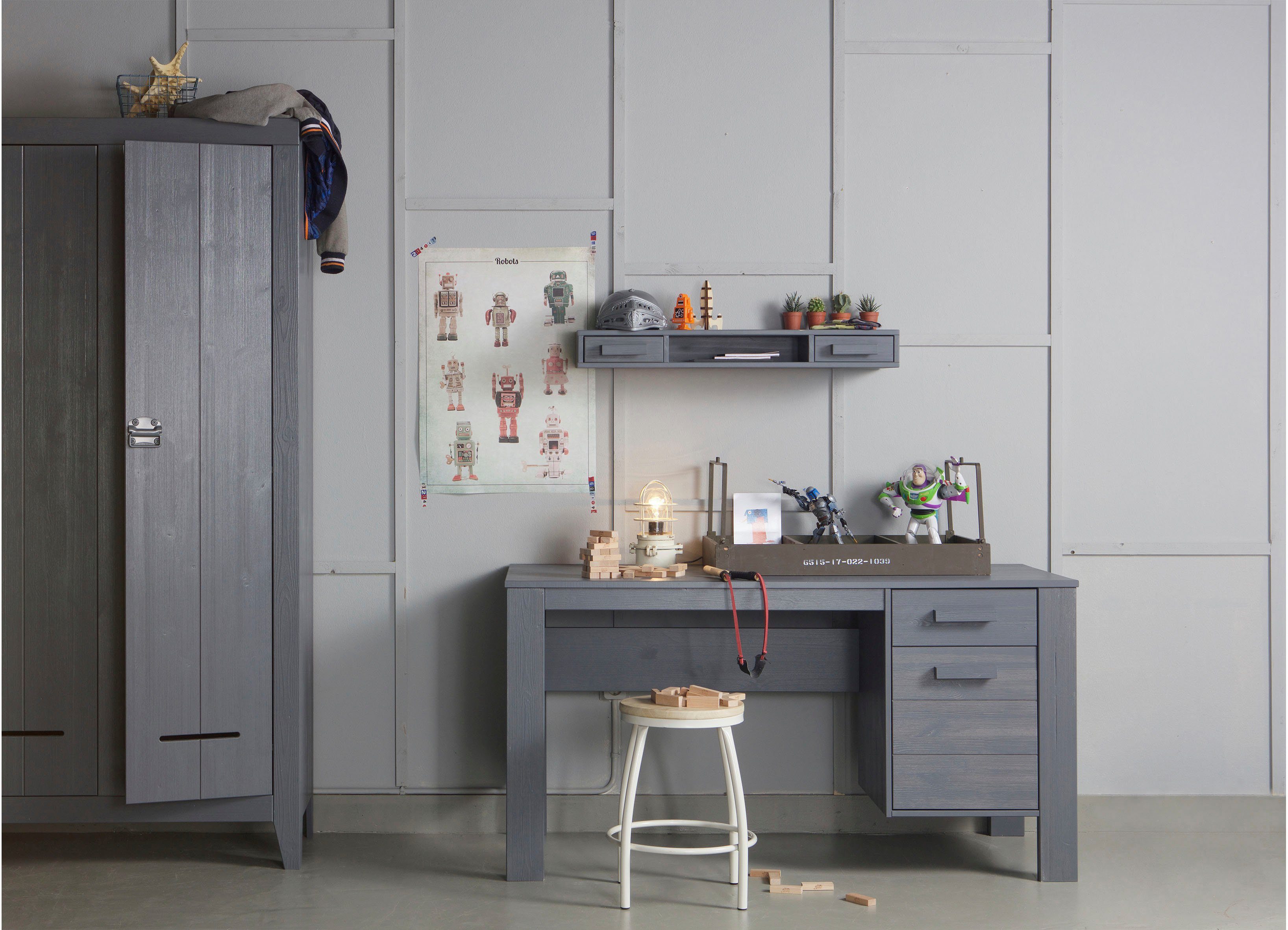 WOOOD Kledingkast Kluis 2-deurs, met metalen handgrepen, h 190 cm x b 95 cm