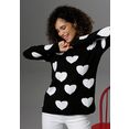 aniston selected gebreide trui met ingebreide harten - nieuwe collectie zwart