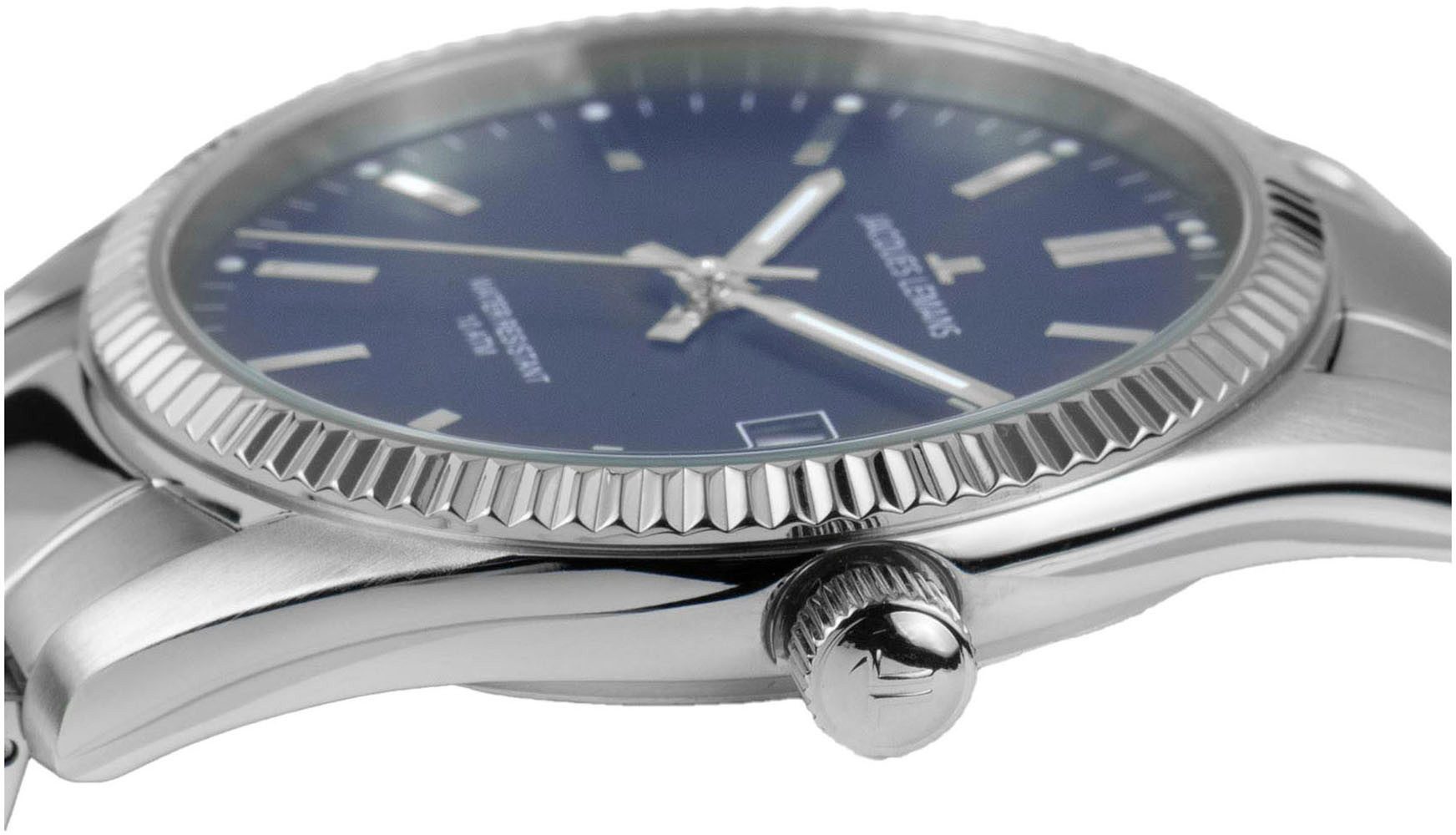 Jacques Lemans Kwartshorloge Derby Horloge, herenhorloge, dameshorloge, roestvrijstalen band, tot 10 bar waterdicht.