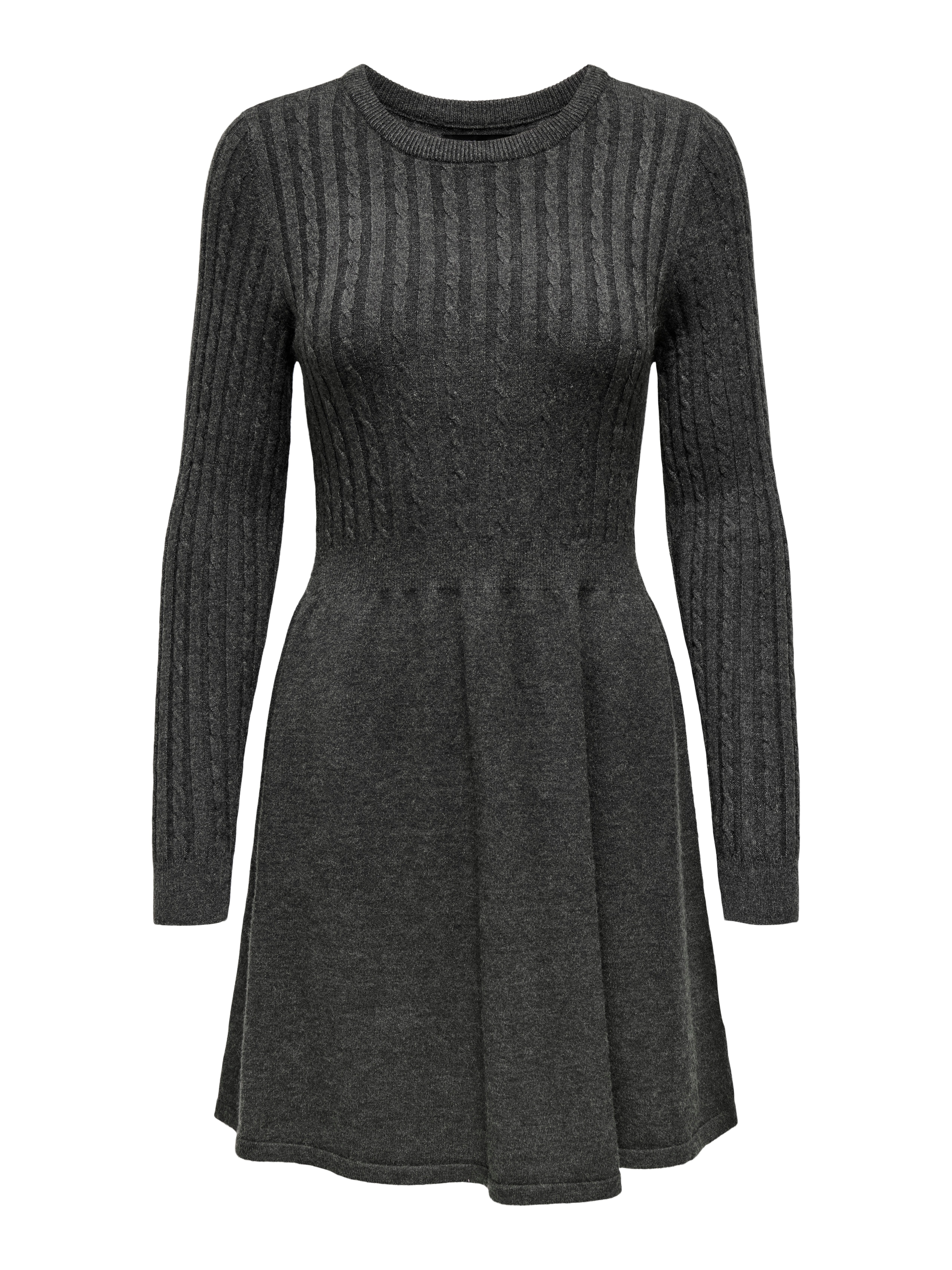 Only Gebreide jurk ONLFIA LS CABLE DRESS KNT getailleerd en met subtiel kabelpatroon in het bovenstuk