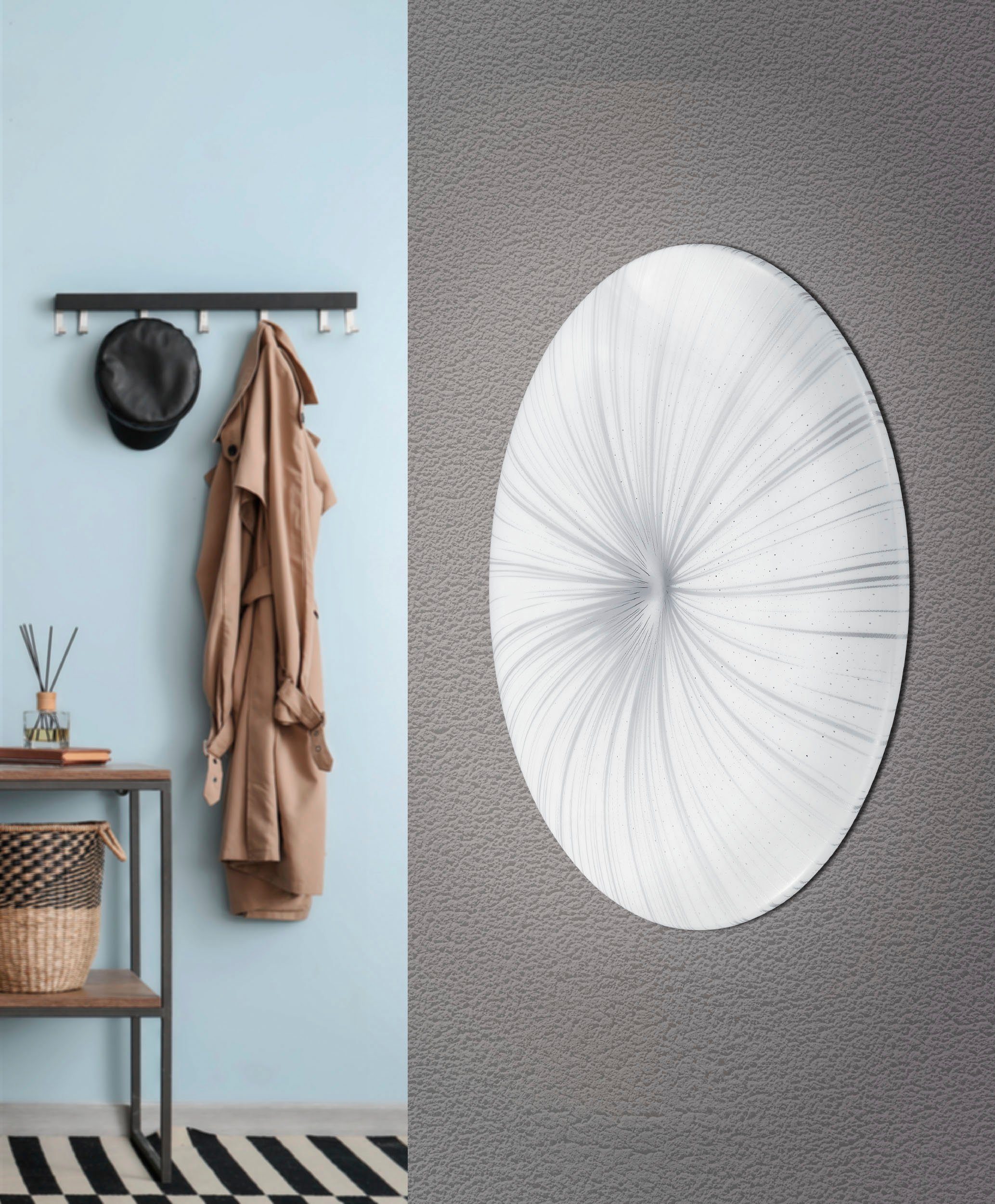 EGLO Plafondlamp NIEVES Ø 31 cm, plafondlamp, woonkamerlamp in wit, zilver, LED lamp (1 stuk)