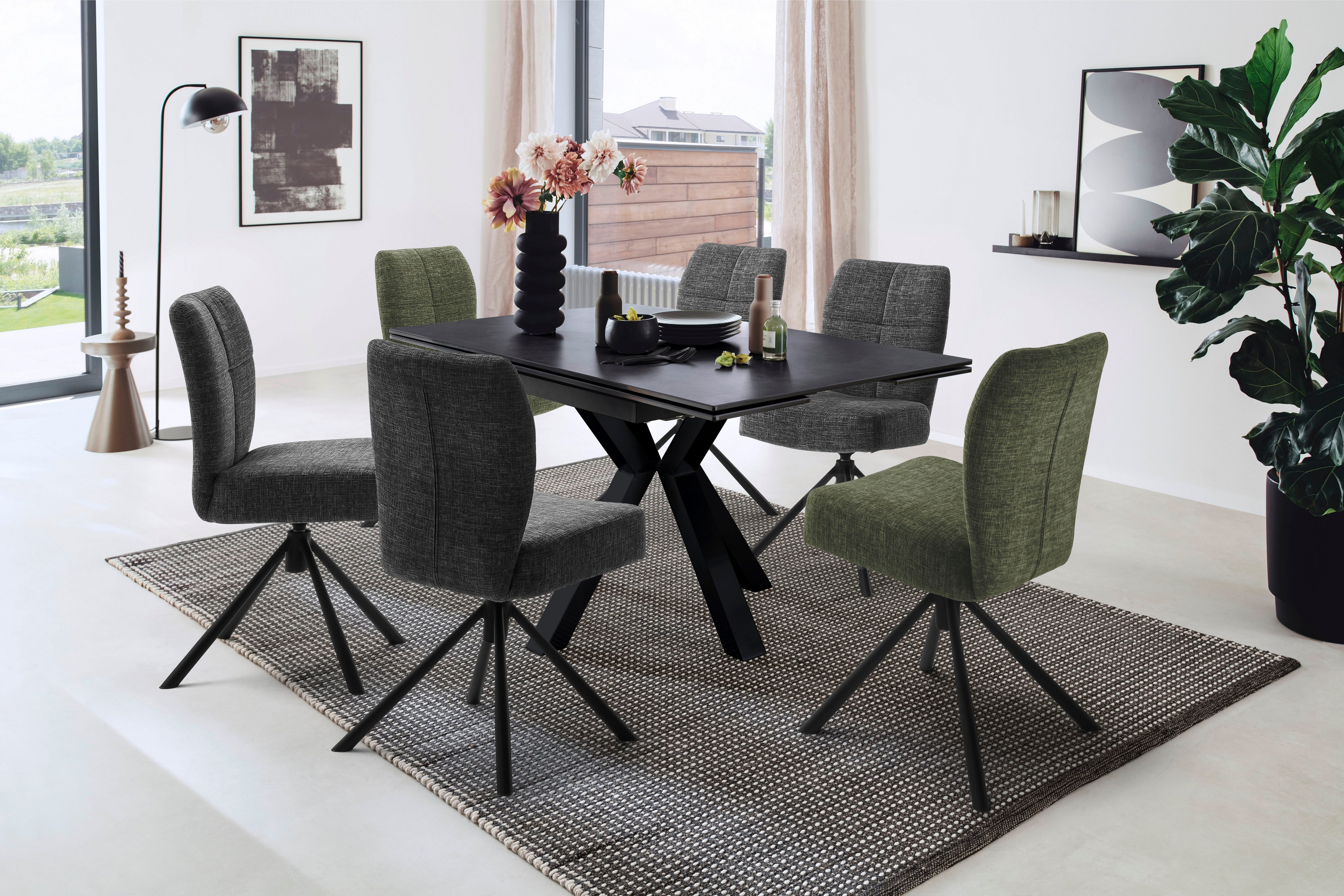 MCA furniture Eetkamerstoel KEA (2-pack), 360°, pocketvering, belastbaar 120 kg, zithoogte ca. 50 cm