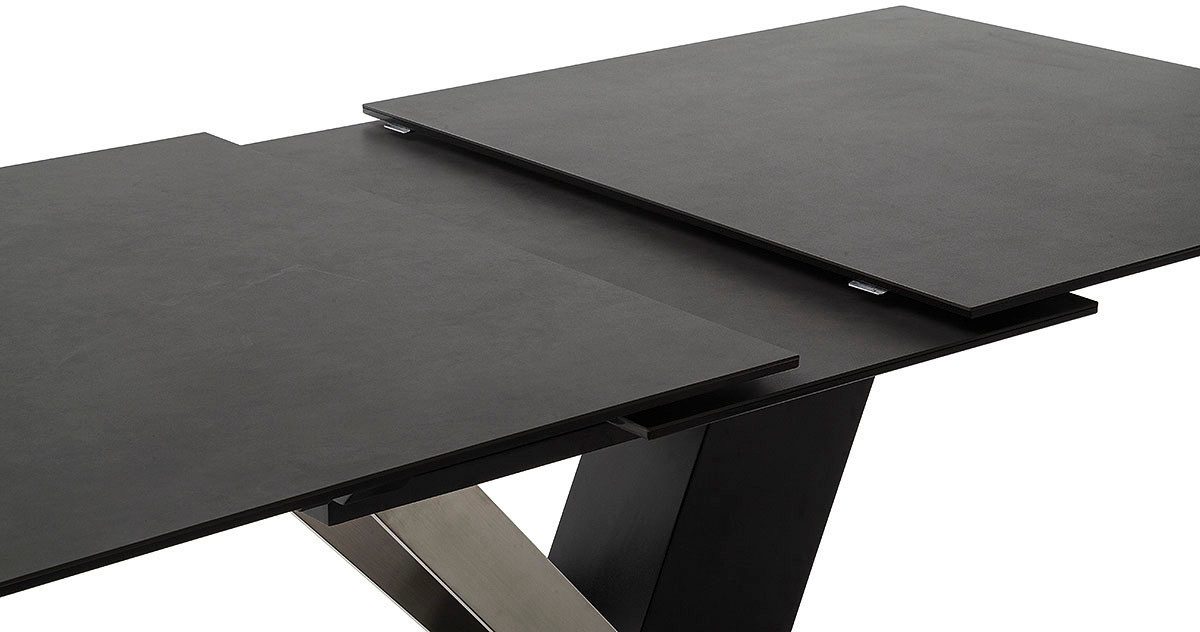 MCA furniture Eettafel MASSARO tafel met voet 160-210 cm Keramiek, metaal, synchronisatie-uittrekmechanisme, uittrekbaar, 6-8 personen