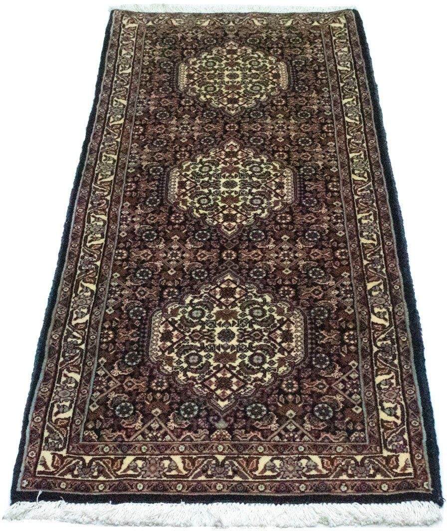 morgenland Hoogpolige loper Bidjar geometrisch Blu scuro 163 x 60 cm Uniek exemplaar met certificaat
