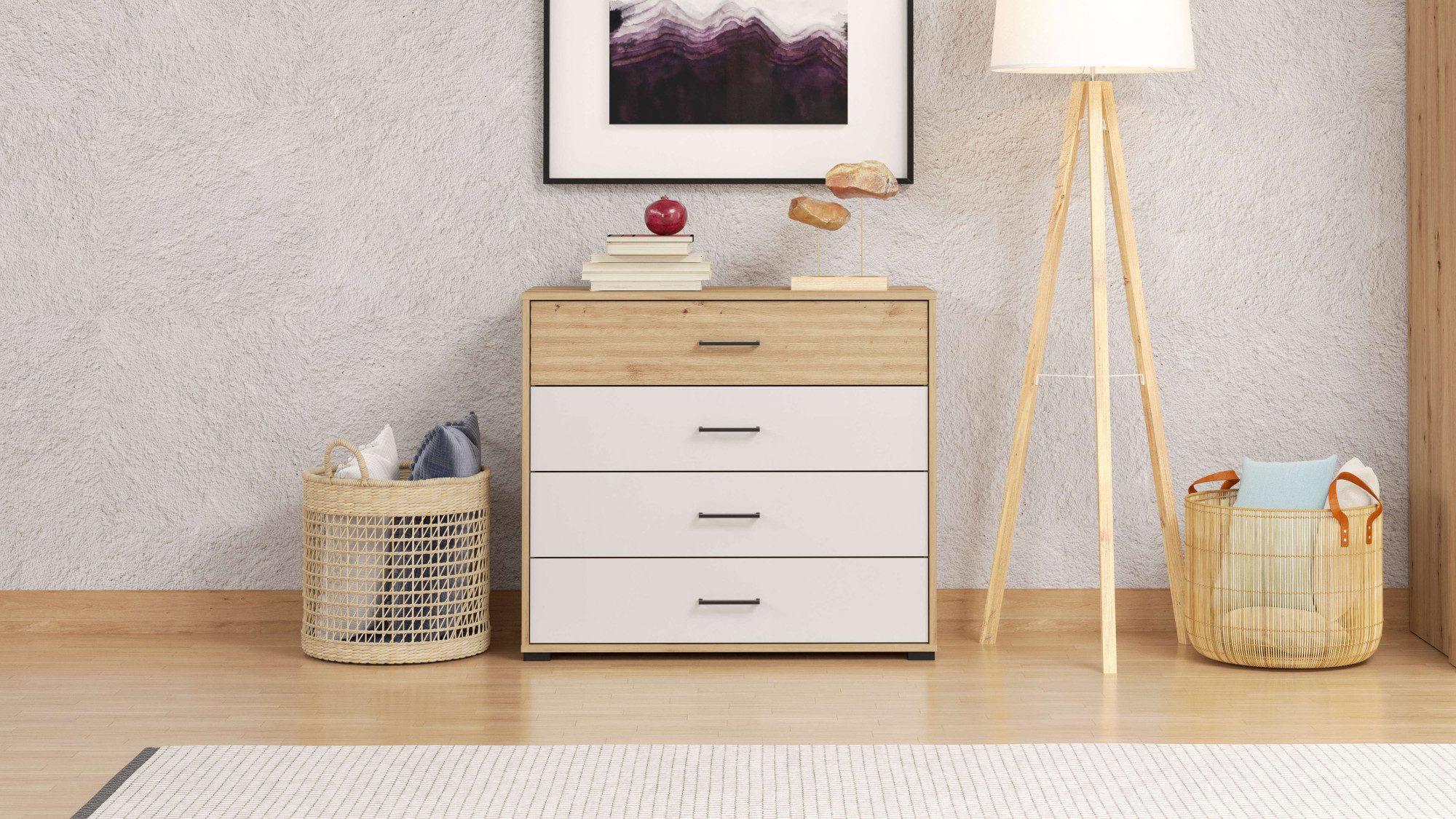INOSIGN Ladekast Modena ladekast sideboard met 4 lades 93x40x82 cm, fsc®-gecertificeerd houtmateriaal, trendkleur cashmere