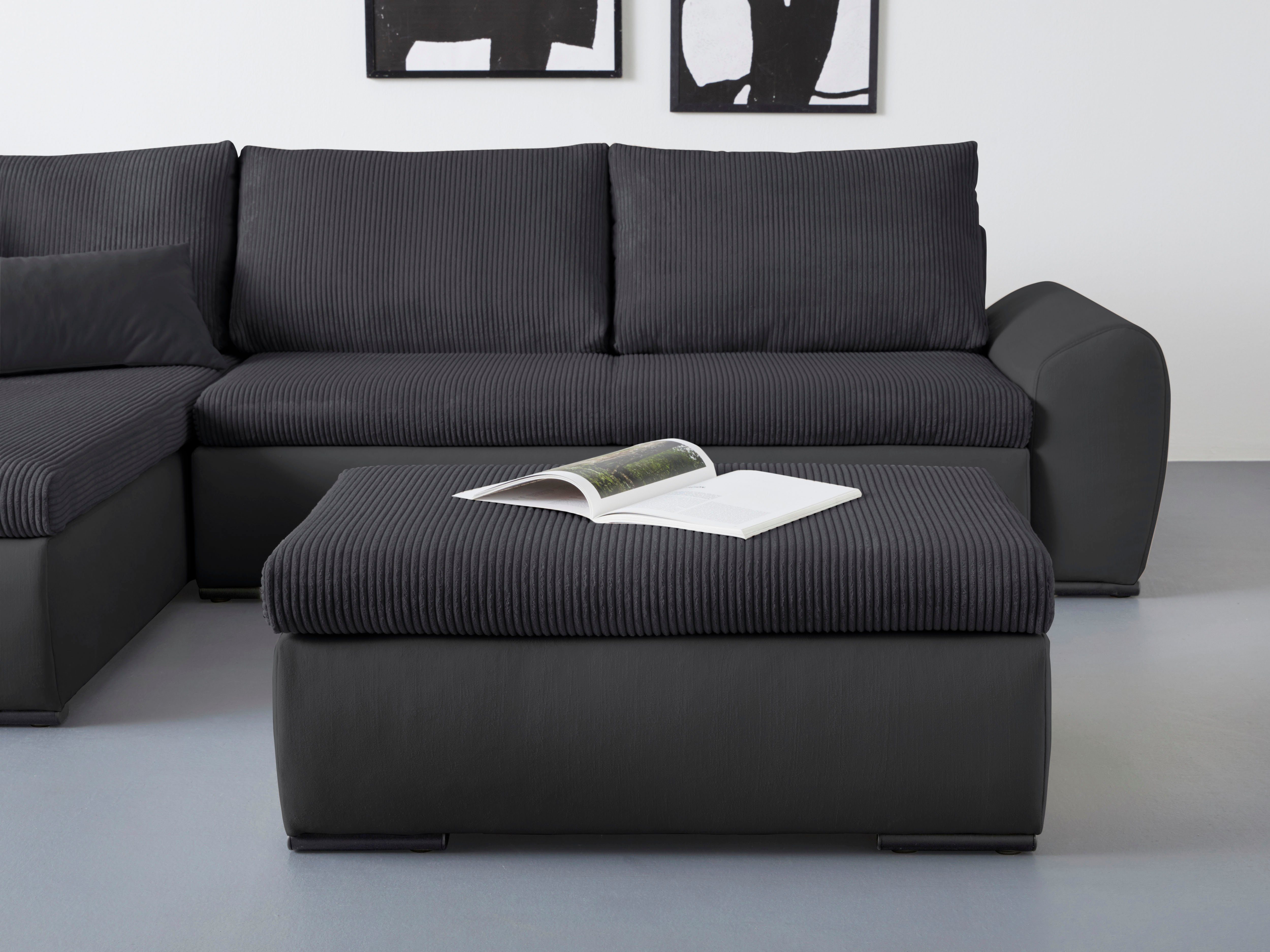 Home affaire Hocker Win met zwarte metalen poten, vrij plaatsbaar