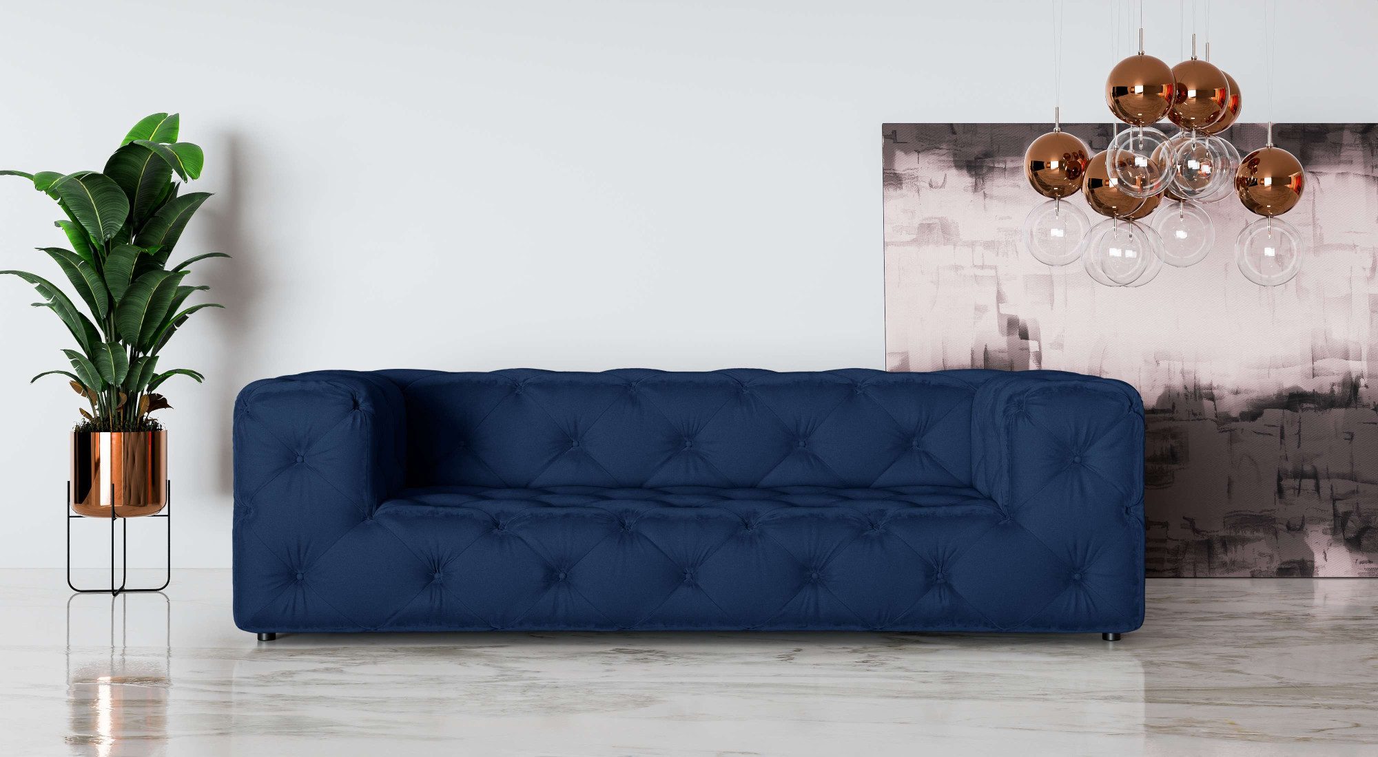 Places of Style 3-zitsbank FOLLINA 3-zits bank met klassieke chesterfield knoopverwerking