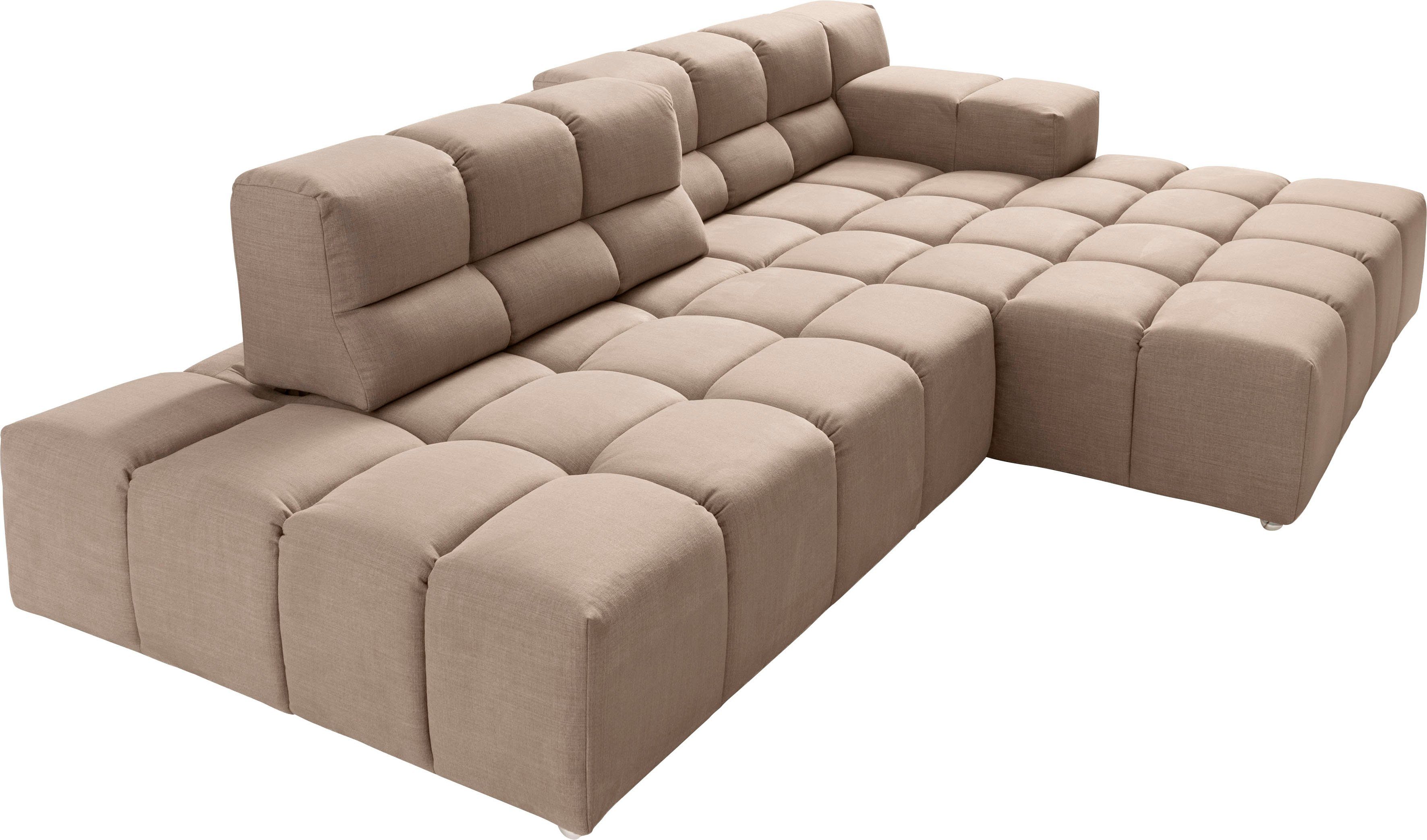designwerk Hoekbank Temple, designsofa ontmoet hoog zitcomfort, L-vorm Recamiere links of rechts, met verstelling zitdiepte