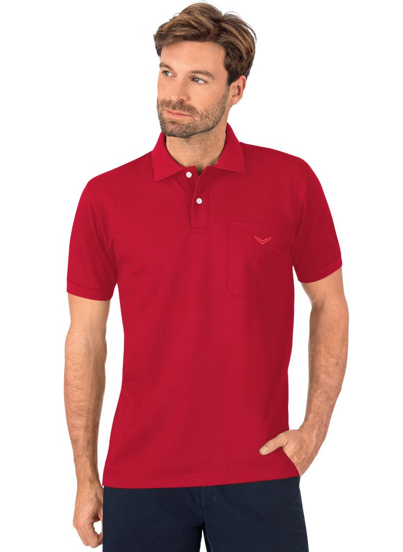 Trigema Poloshirt TRIGEMA poloshirt met borstzak (1-delig) heren t-shirts maat M rood