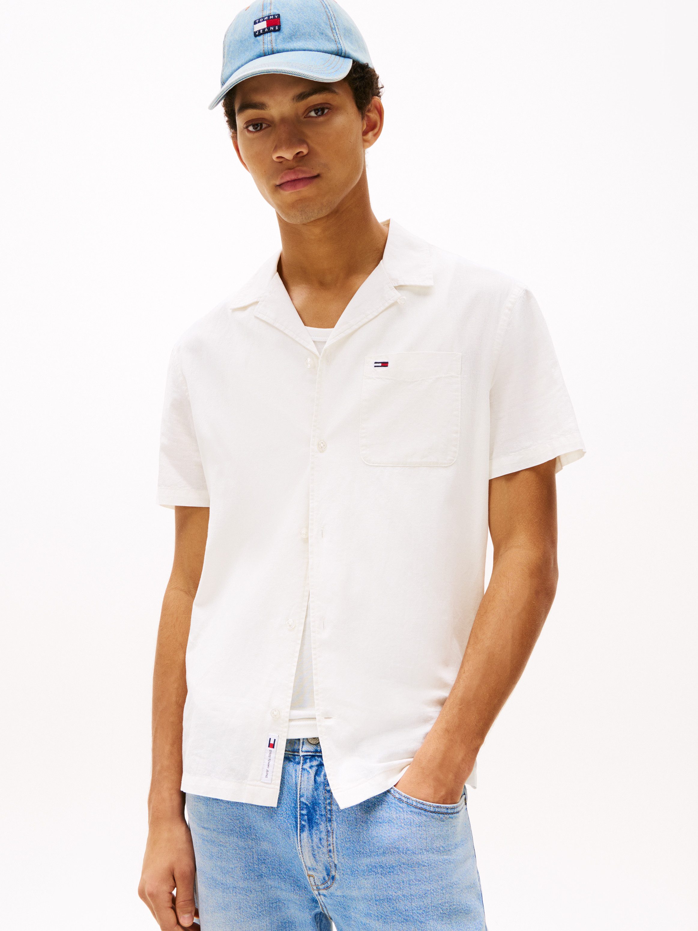 Tommy Jeans Plus Overhemd met korte mouwen TJM LINEN BLEND CAMP SS EXT