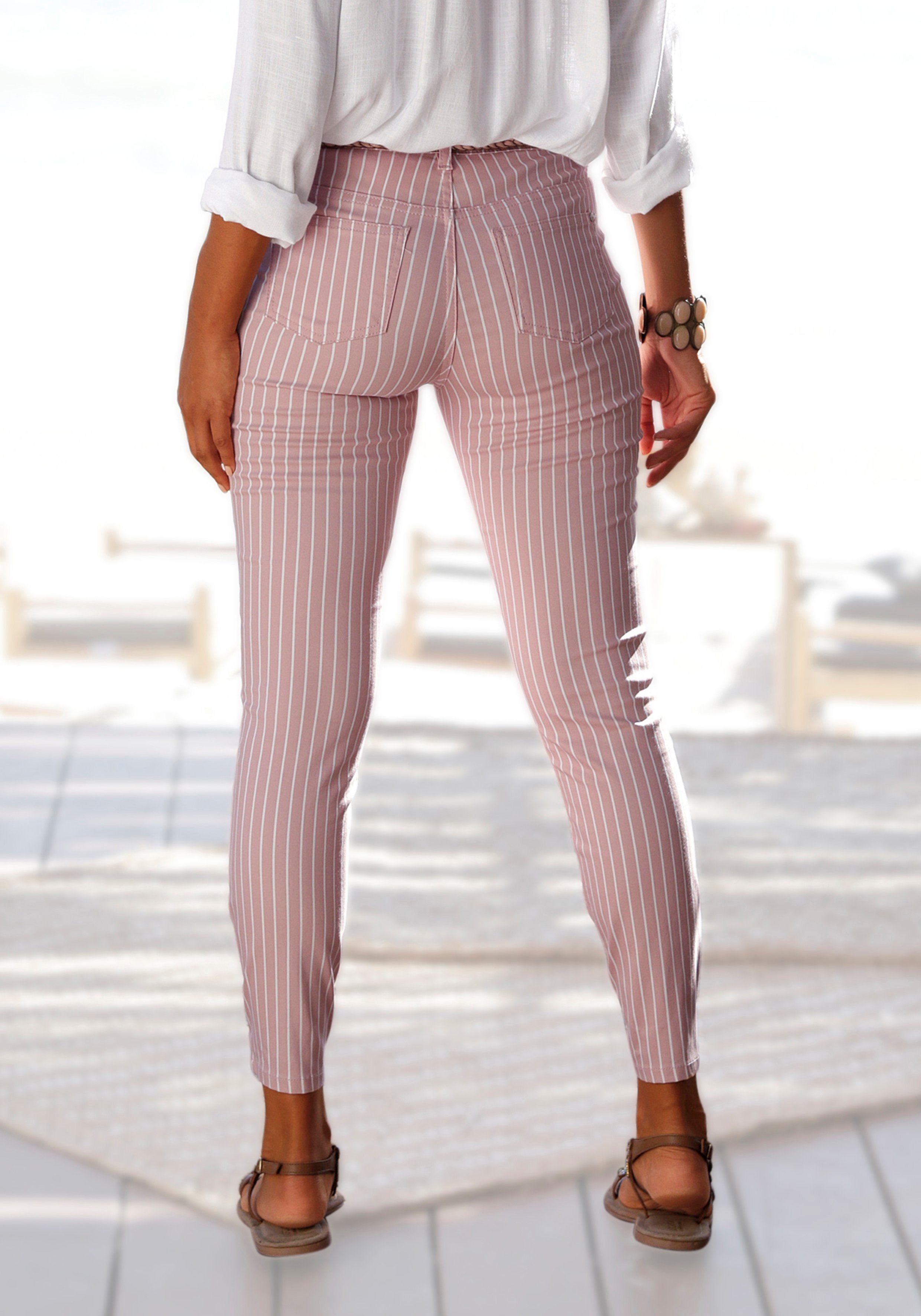 Lascana 7/8-jegging met gestreepte print in slim-fit, superstretch stof