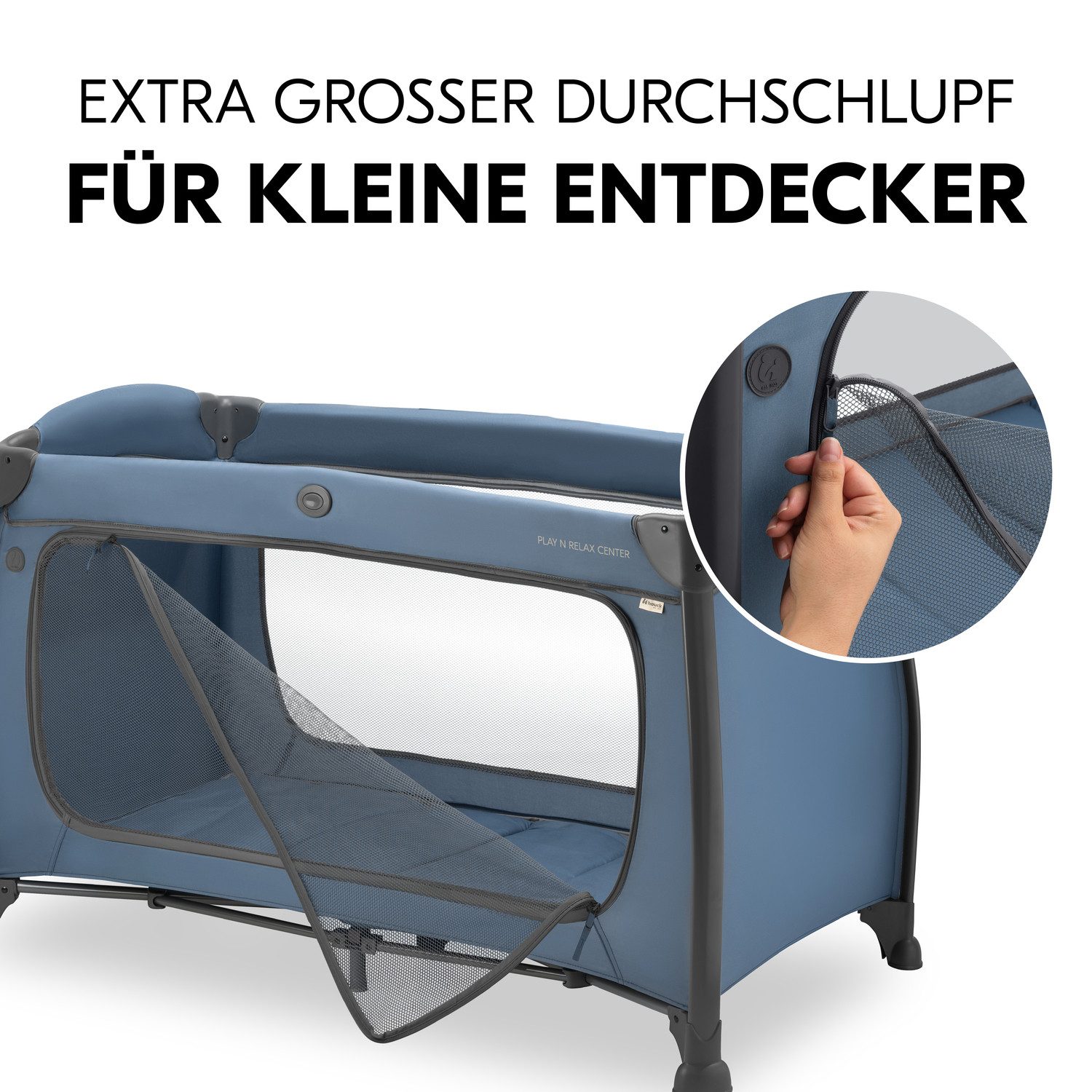 Hauck Baby-campingbed Play N Relax Center, dark blue inclusief newborn-inzet, verschoonruimte, uitgang, wielen