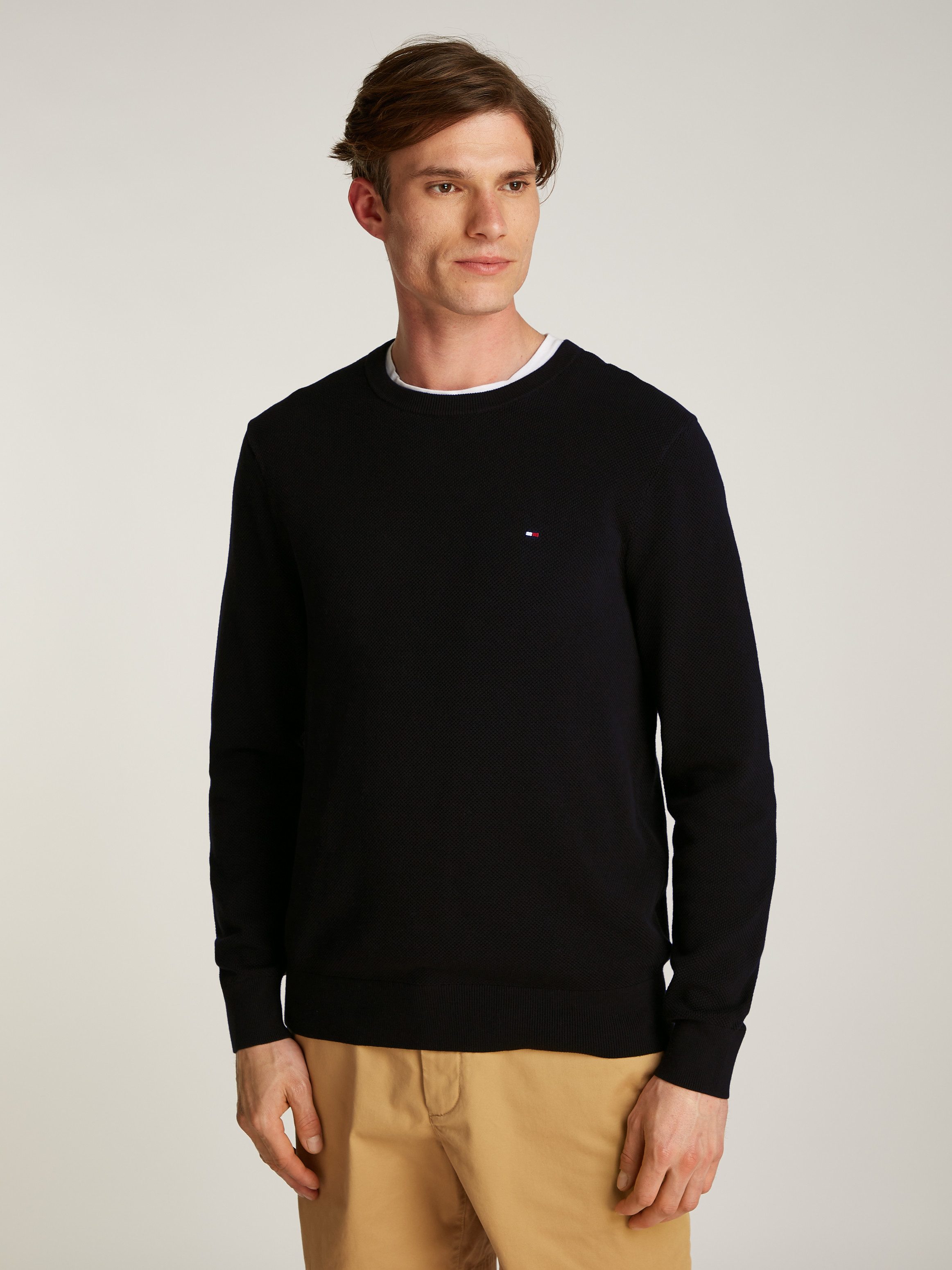 Tommy Hilfiger Trui met ronde hals met een fijne structuur