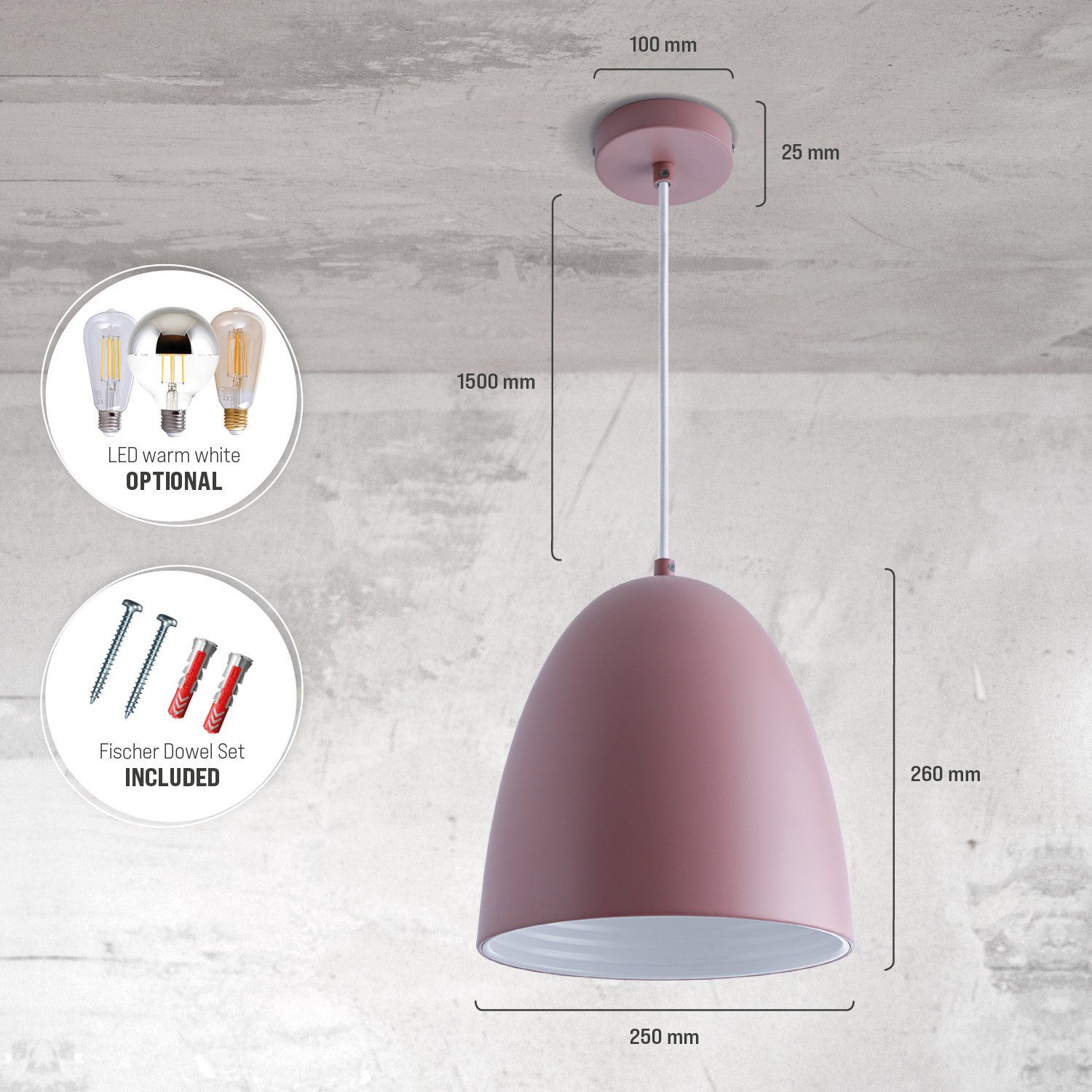 Paco Home Hanglamp JACK Keukenlamp hanglamp eetkamer Eettafellamp binnenin in goudkleur wit