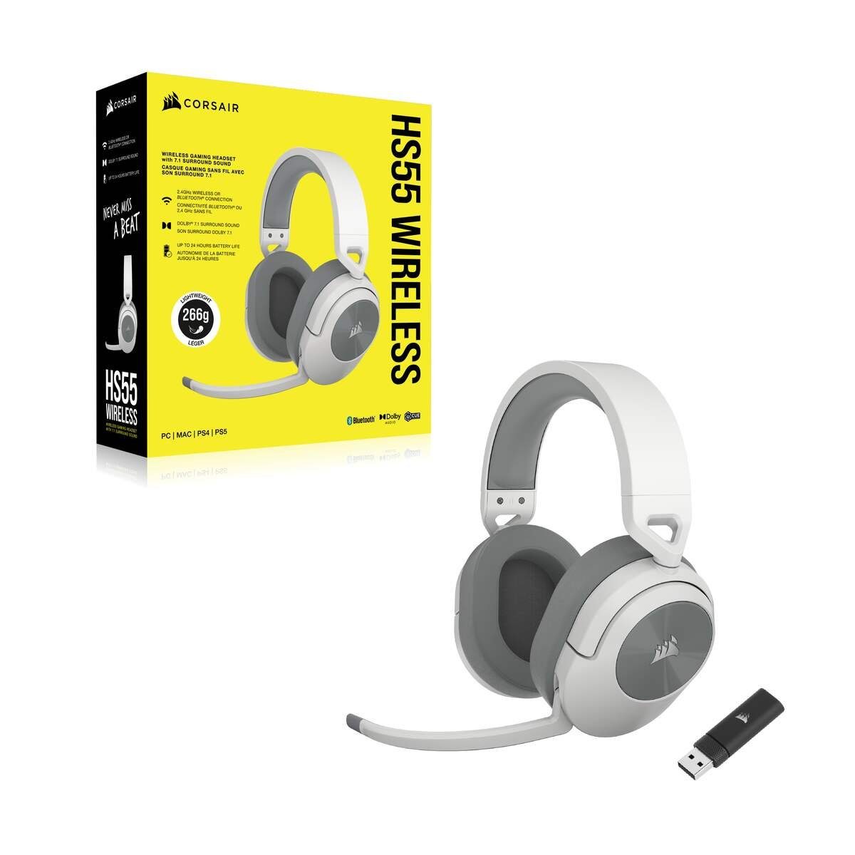 Corsair Wireless hoofdtelefoon CORSAIR HS55 WIRELESS White