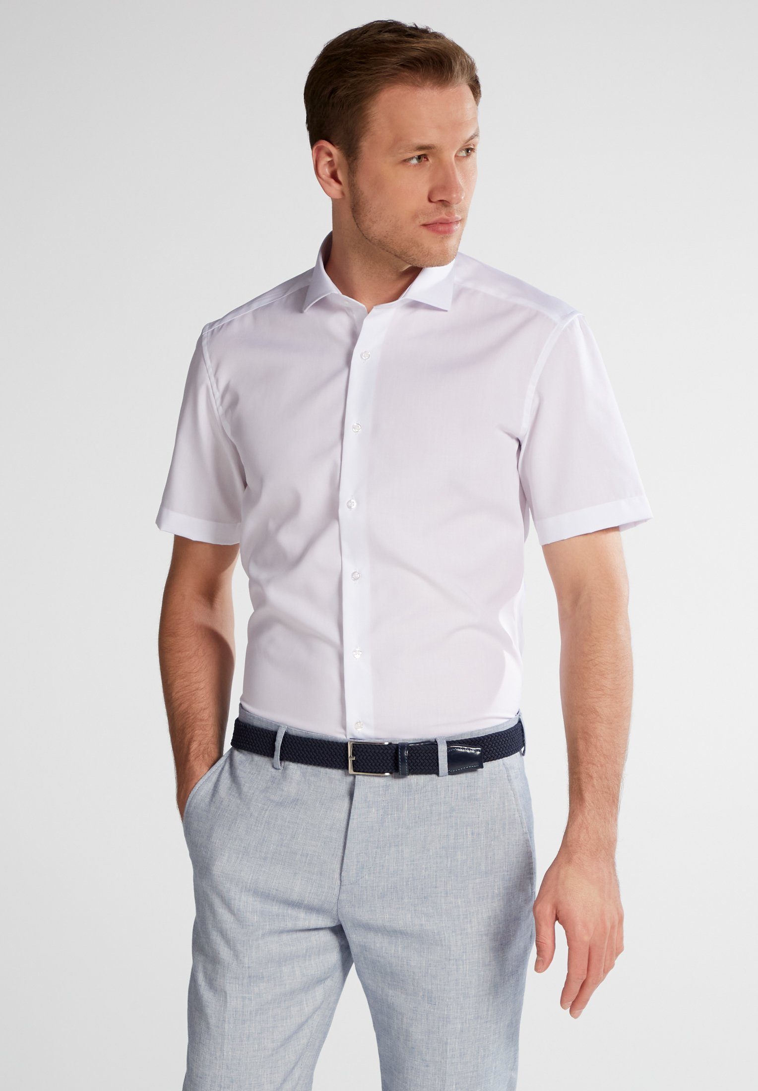 Eterna Overhemd met korte mouwen Slim fit heren overhemden maat 38 wit