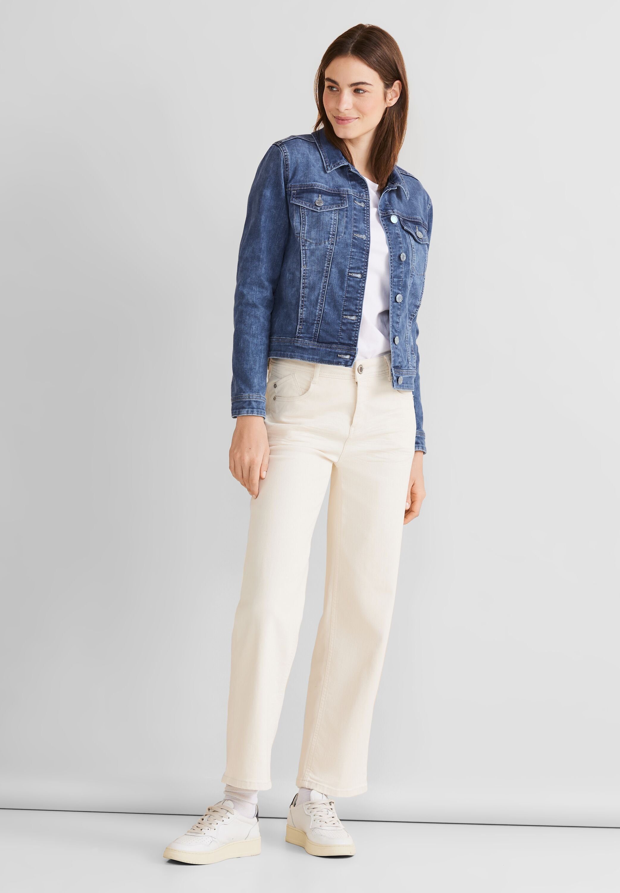 STREET ONE Jeansblazer in middenblauwe wassing