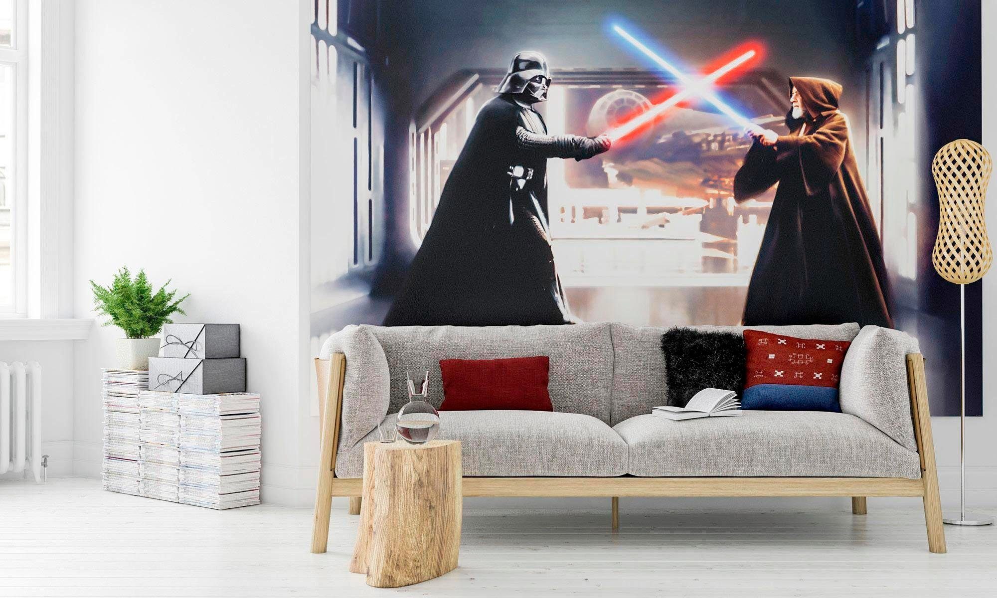 Komar Vliesbehang Digitale print vlies - Star Wars Vader vs. Kenobi - Afmeting 300 x 200 cm (1 stuk)