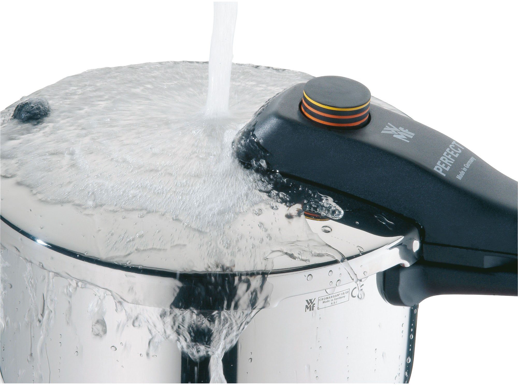 WMF Snelkookpan Perfect RDS Stoompan met een afneembare dekselgreep, inductie