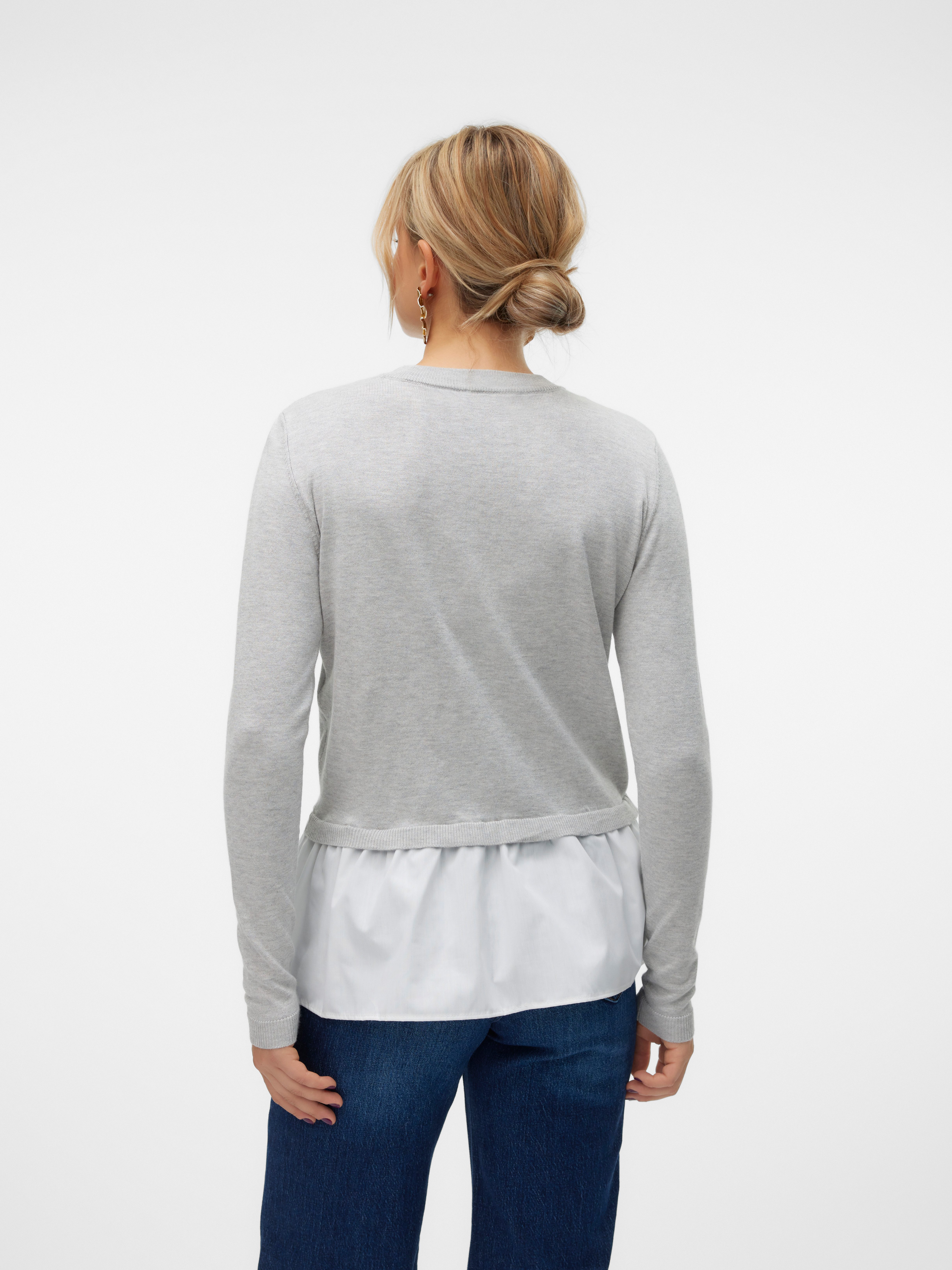 Vero Moda Trui met ronde hals VMJOSE LS O-NECK WVN MIX PULLOVER GA BOO