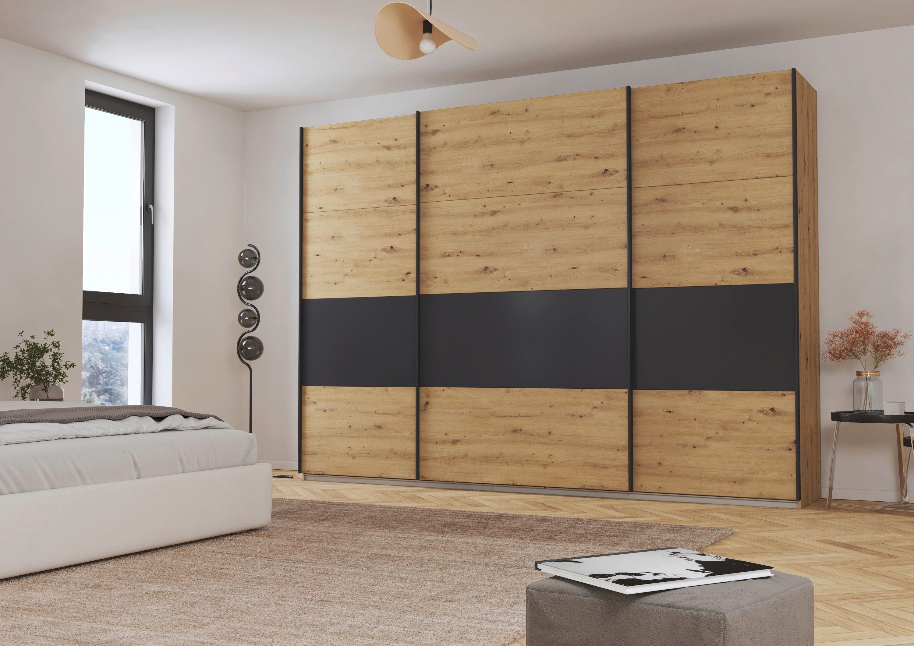 rauch Schuifdeurkast Kledingkast Kast Garderobe CORTONA inclusief indeling, 2 stoffen dozen en extra planken