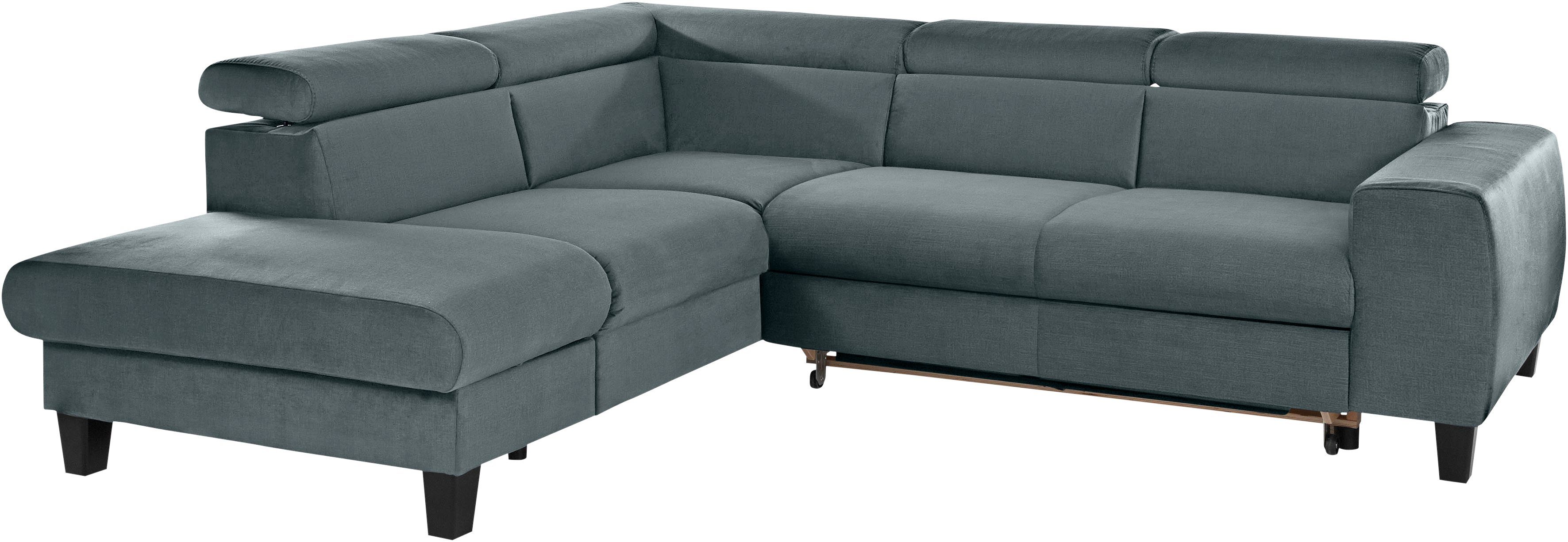 COTTA Hoekbank Morven L-vorm met hoofdeindeverstelling keuze met bedfunctie, bedlade & draadloze oplader