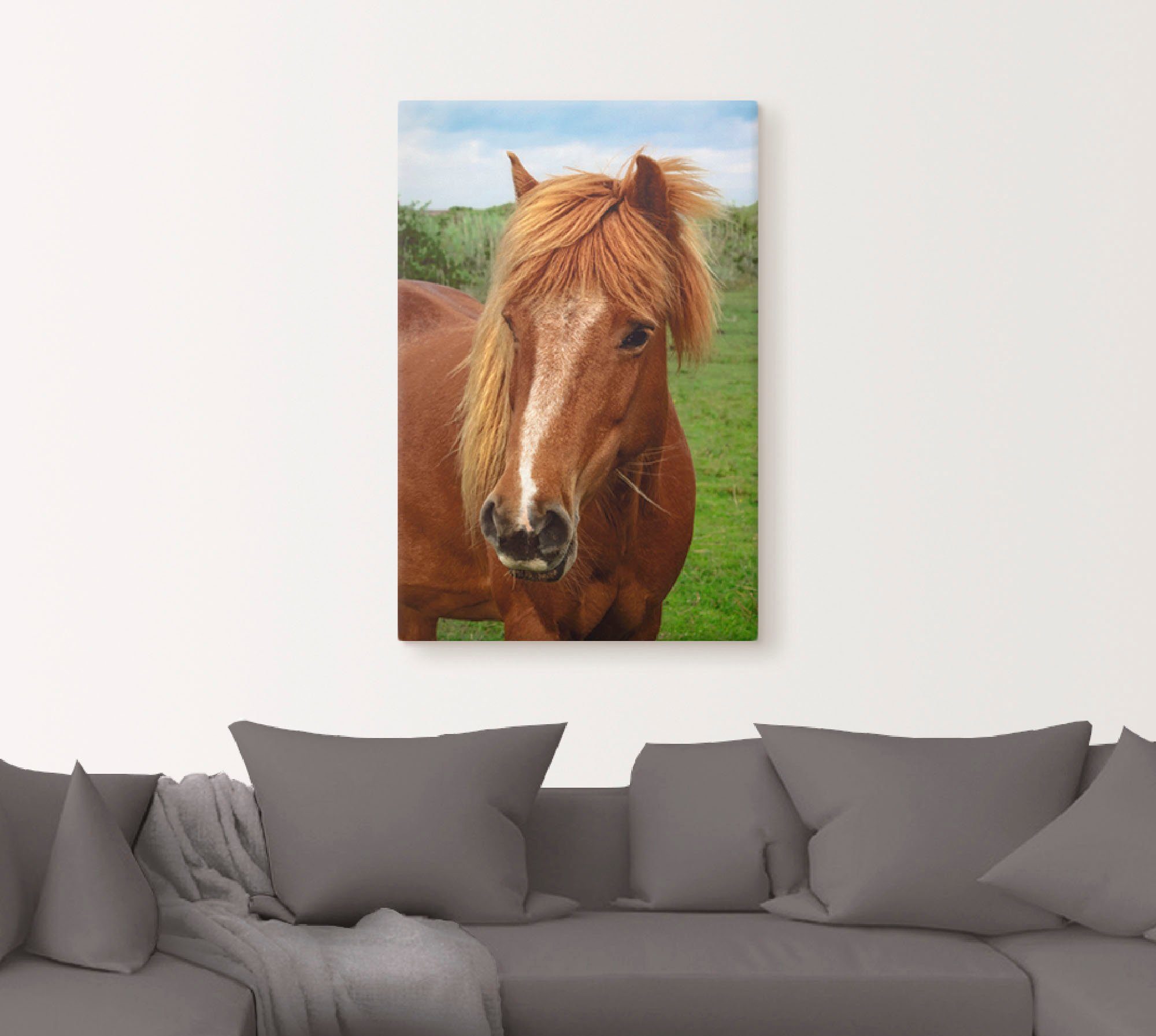 Artland Artprint op linnen Hallo paard gespannen op een spieraam