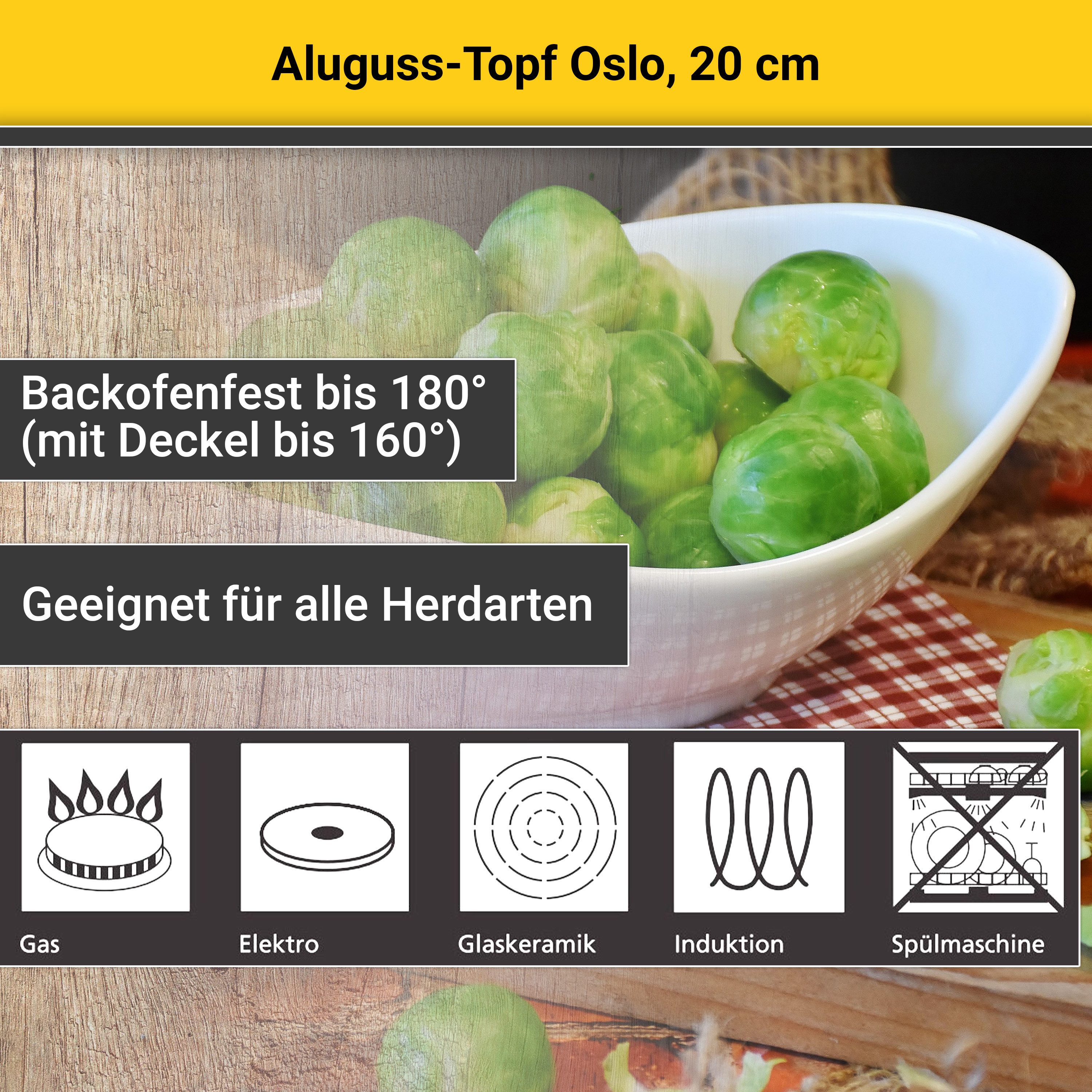Krüger Braadpan Gietaluminium pot met glazen deksel Oslo