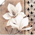 artland artprint klassieke magnolia's in vele afmetingen  productsoorten - artprint van aluminium - artprint voor buiten, artprint op linnen, poster, muursticker - wandfolie ook geschikt voor de badkamer (1 stuk) beige