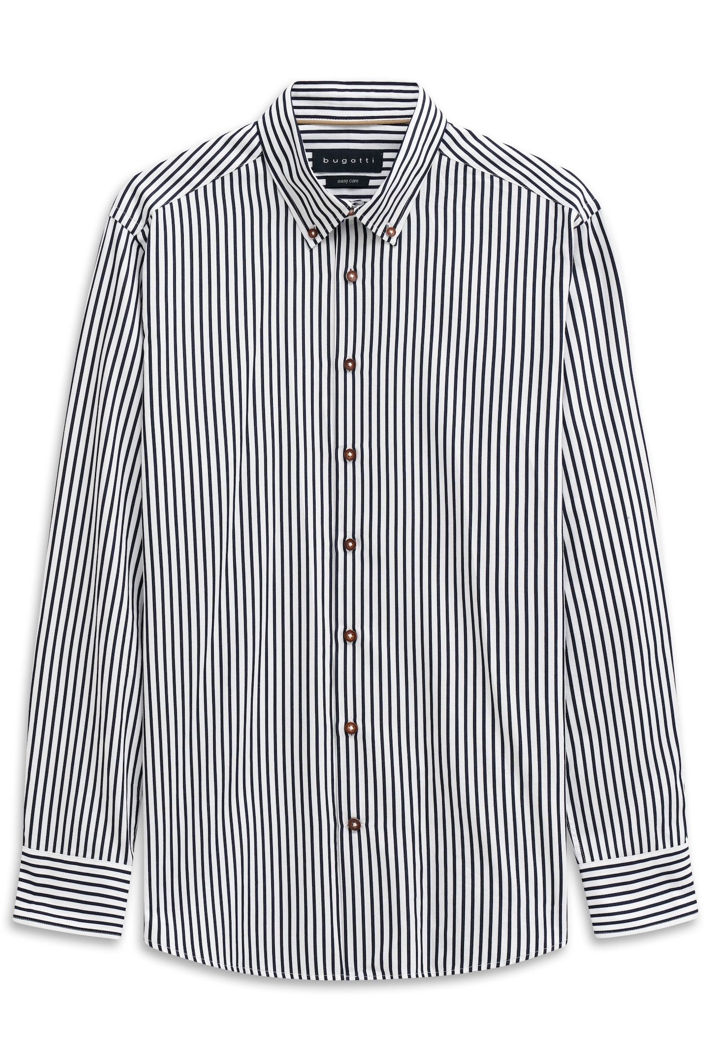Bugatti Overhemd met lange mouwen Easycare gestreept met button-down en van katoen