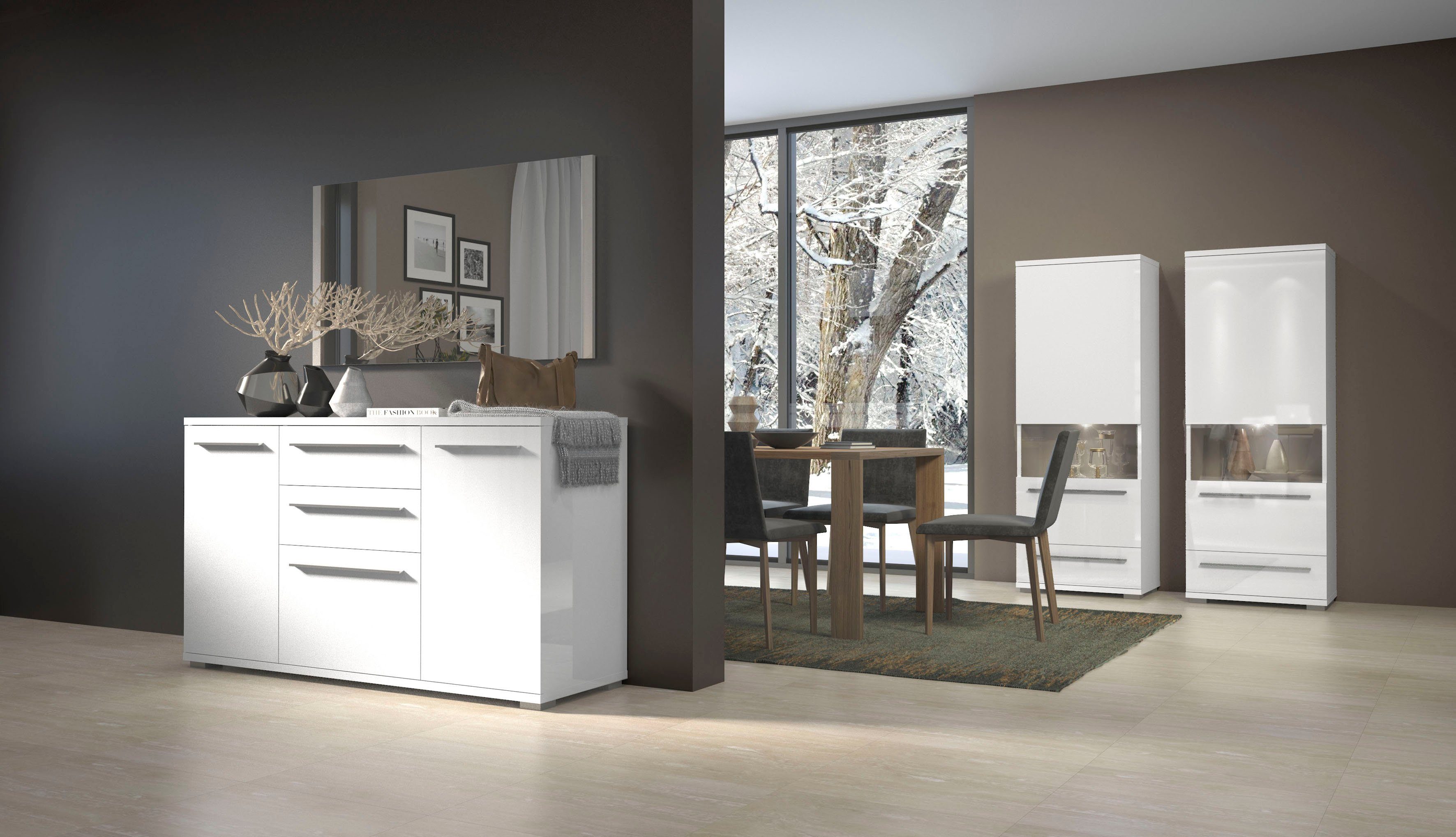 Places of Style Vitrinekast Piano UV-gecoat, soft close-functie