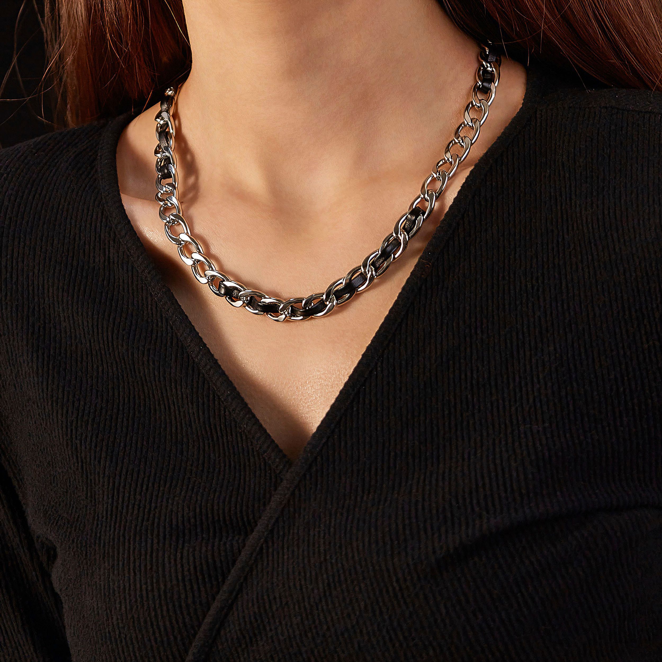 Firetti Edelstalen ketting Sieraden cadeau roestvrijstalen leren halssieraden halsketting panzerketting