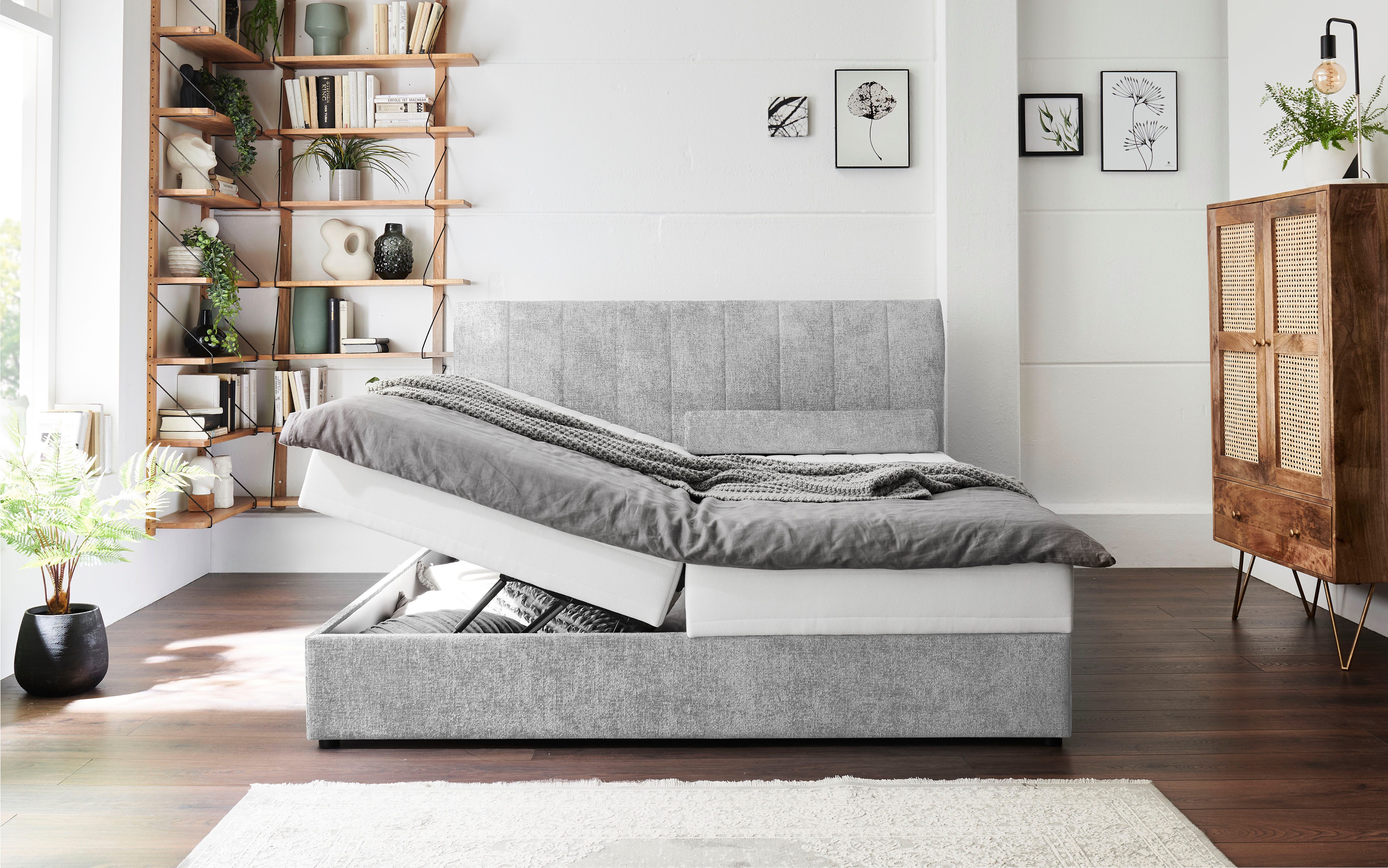 ATLANTIC home collection Boxspring ALISIA Met pocketvering, bedlade en kussenrol in originele bekleding