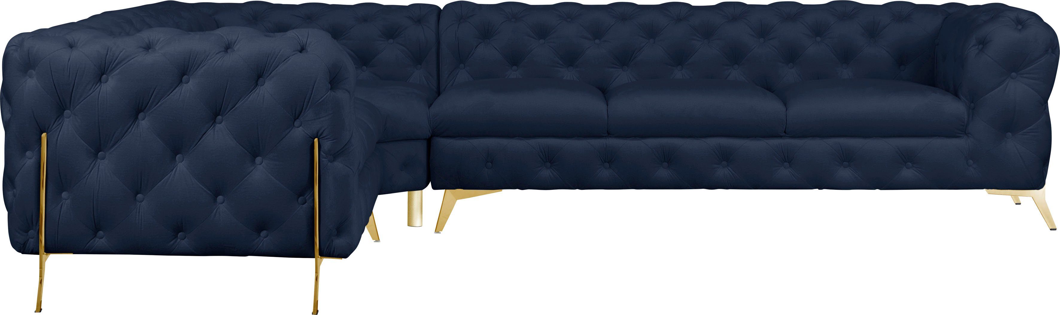 Leonique Chesterfield-bank Amaury L-vorm grote hoekbank, chesterfield-look, breedte 323 cm, kleur van de poten ter keuze