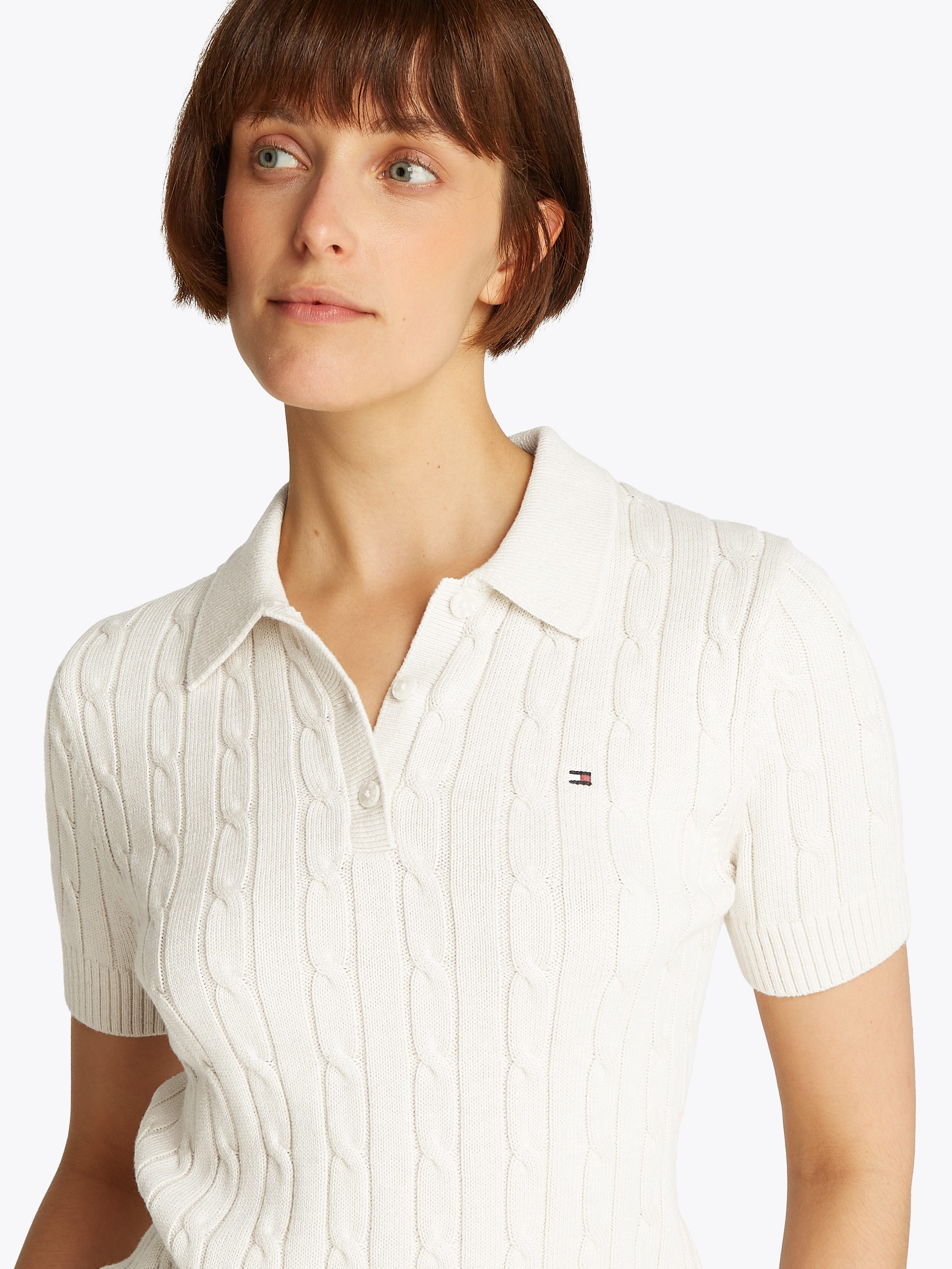 Tommy Hilfiger Trui met polokraag CO CABLE MID GG SS POLO SWT